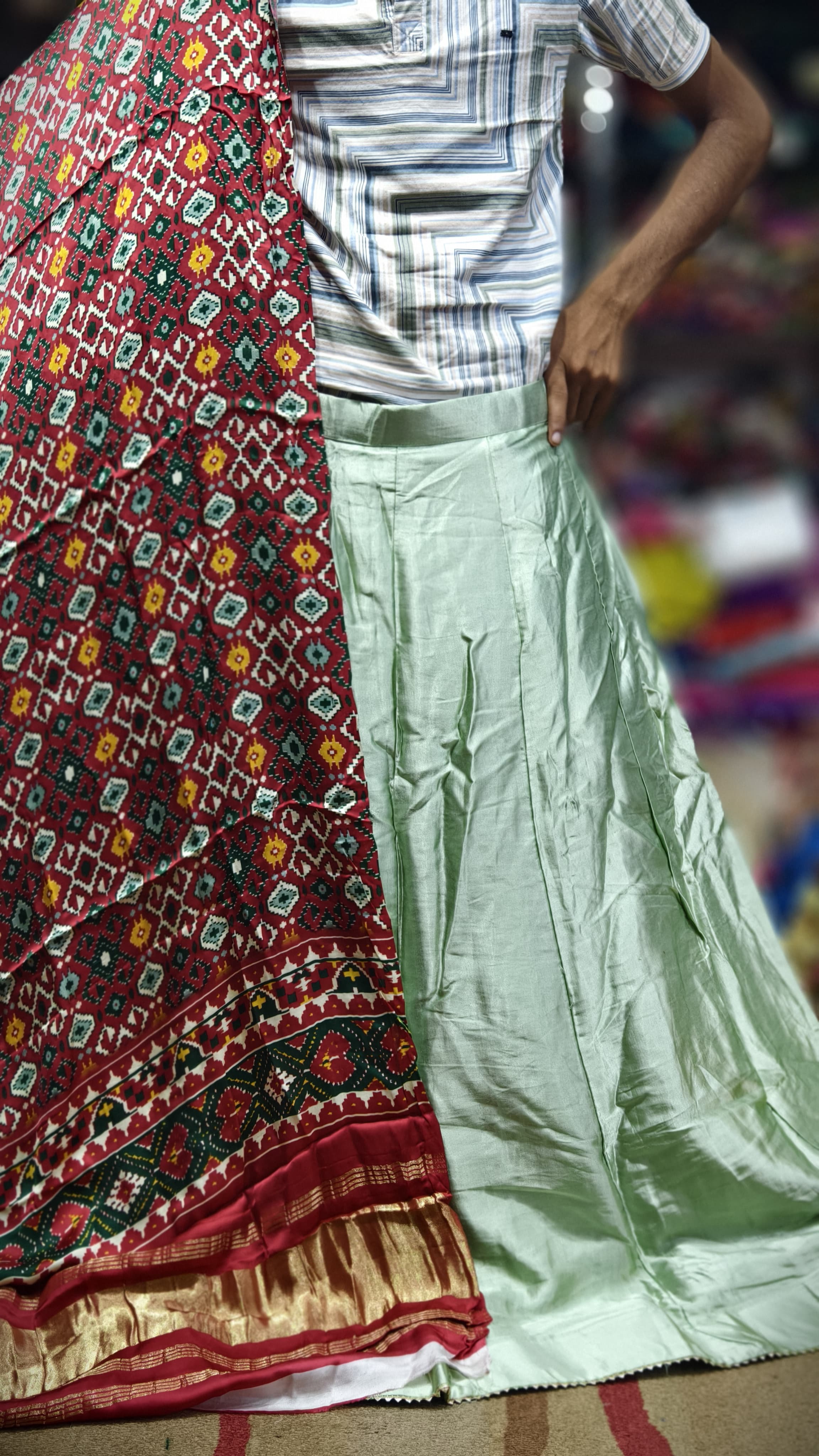 Pure Mashru Gaji Silk Plain Ghagra with Pure Modal Gaji Silk Digital Prints Dupatta and Lagdi Patta