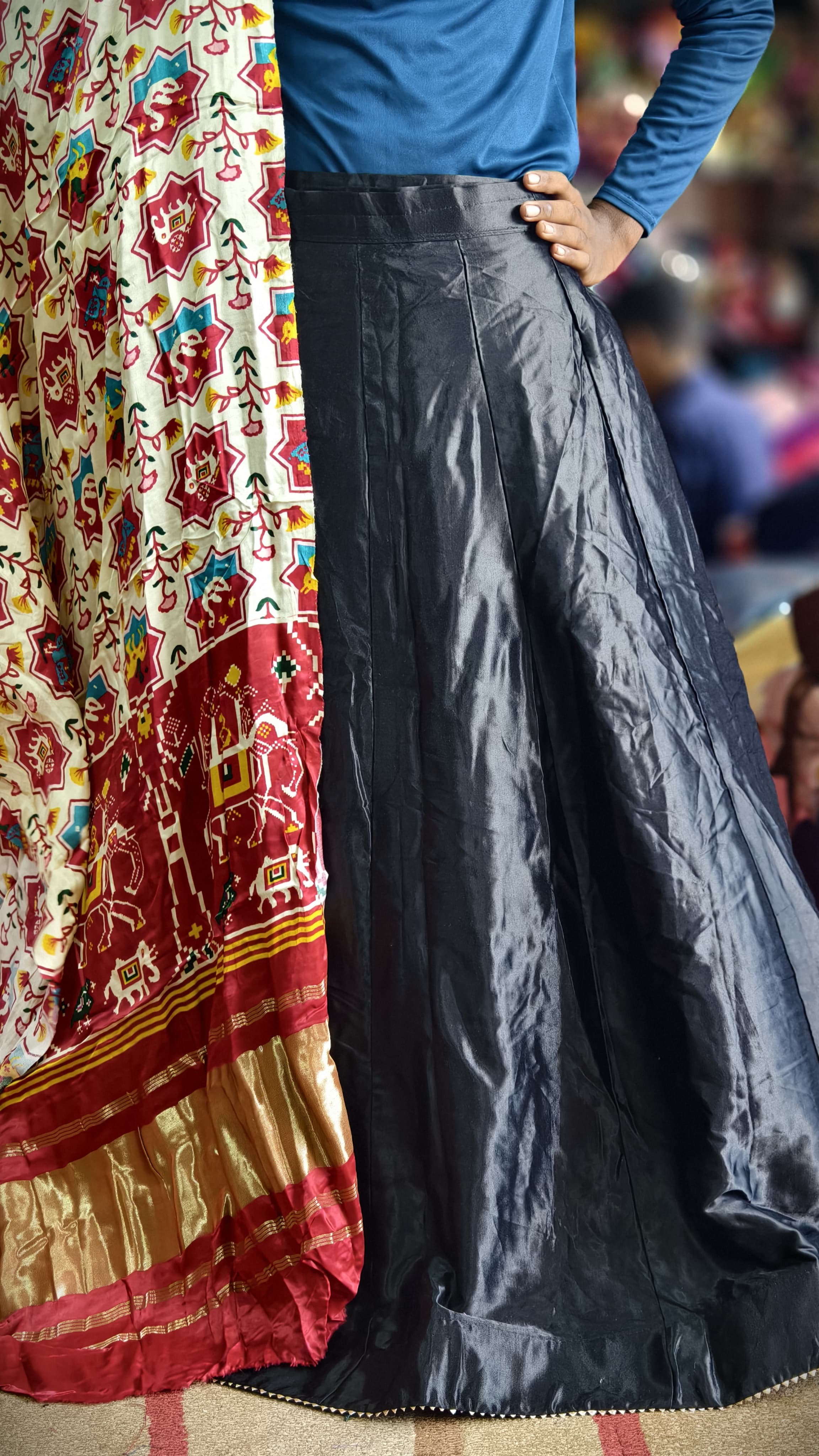 Pure Mashru Gaji Silk Plain Ghagra with Pure Modal Gaji Silk Digital Prints Dupatta and Lagdi Patta