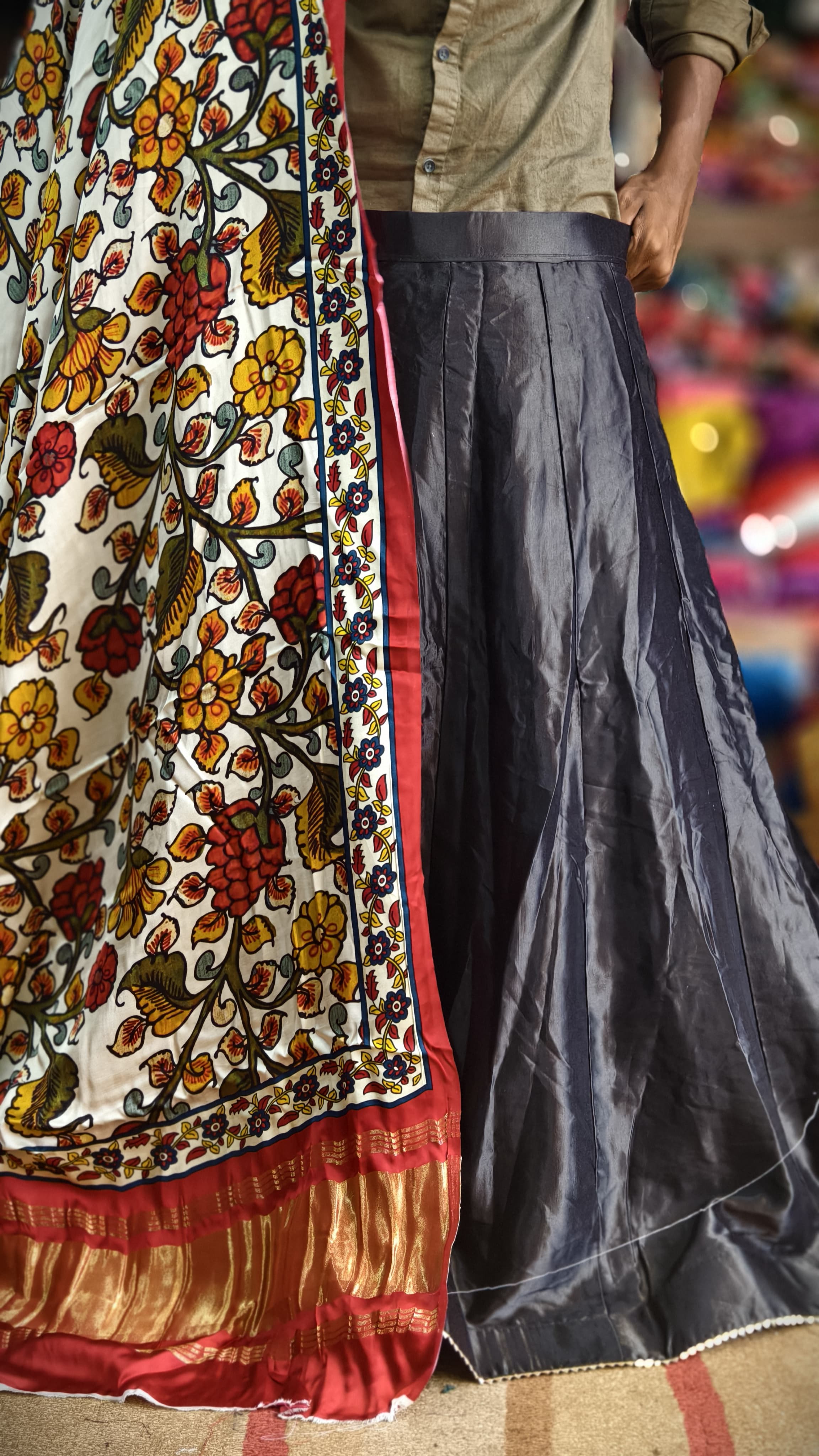 Pure Mashru Gaji Silk Plain Ghagra with Pure Modal Gaji Silk Digital Prints Dupatta and Lagdi Patta