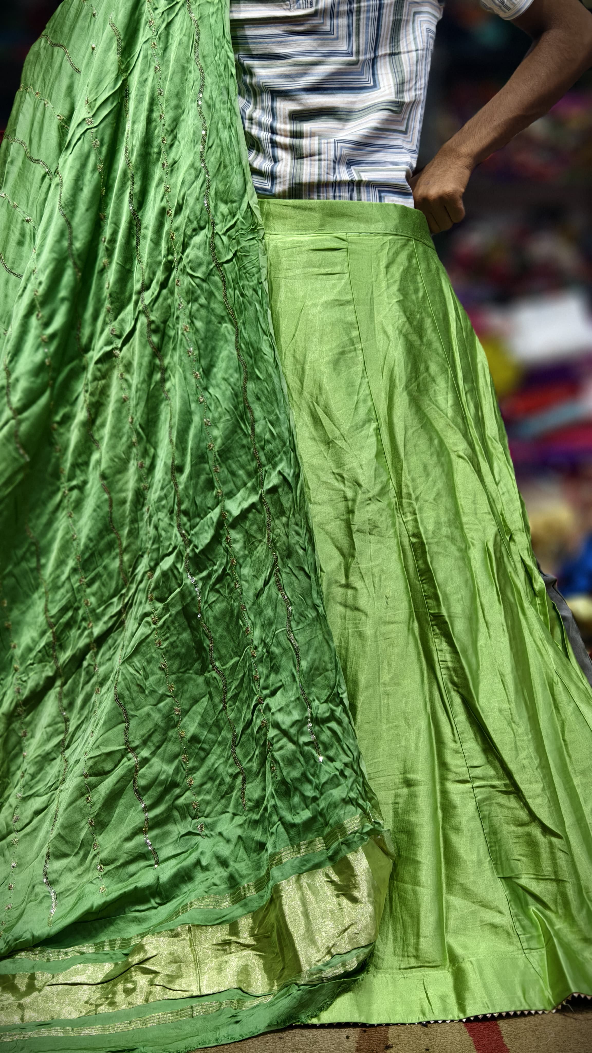 Pure Mashru Gaji Silk Plain Ghagra with Pure Modal Gaji Silk Digital Prints Dupatta and Lagdi Patta