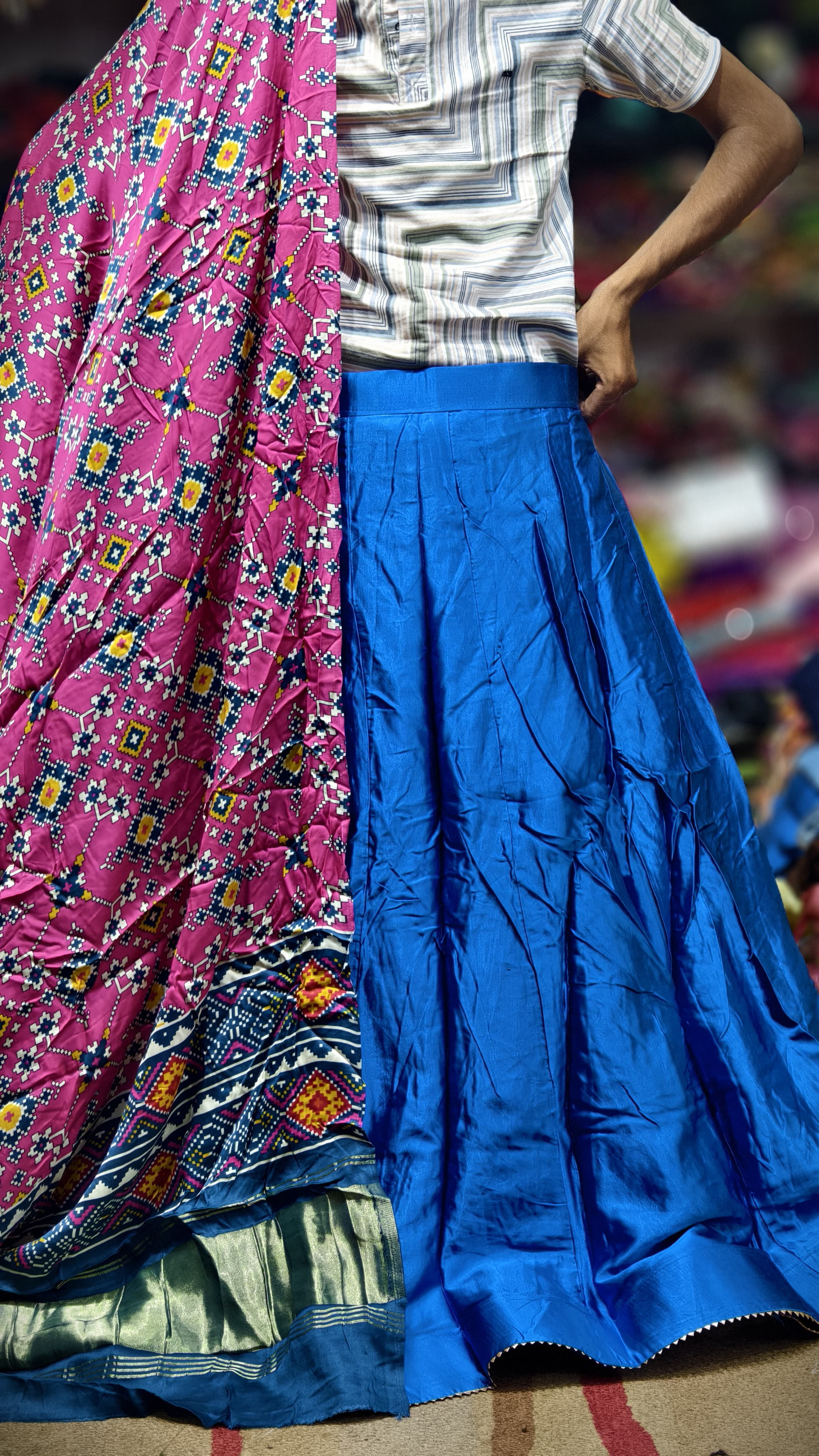 Pure Mashru Gaji Silk Plain Ghagra with Pure Modal Gaji Silk Digital Prints Dupatta and Lagdi Patta