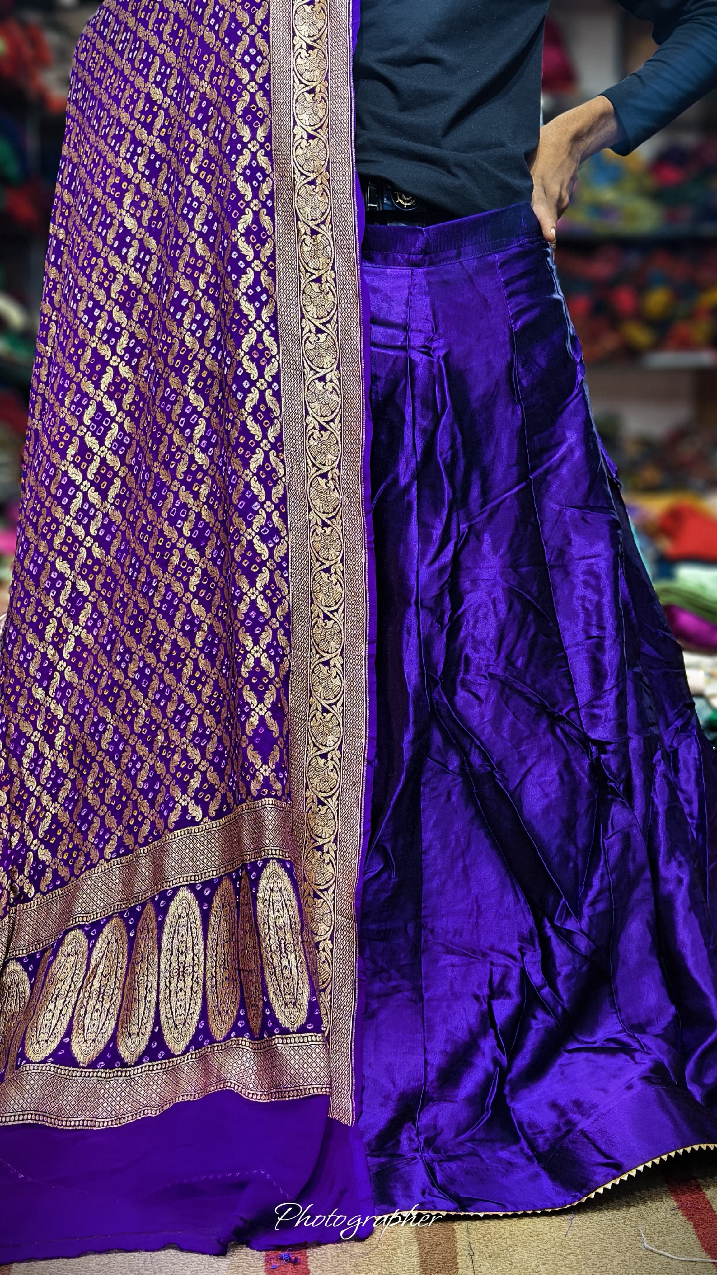 Pure Mashru Gaji Silk Plain Ghagraa With Blouse Fabric With Original Pure Georgette Neemzari Dupatta Full Pair