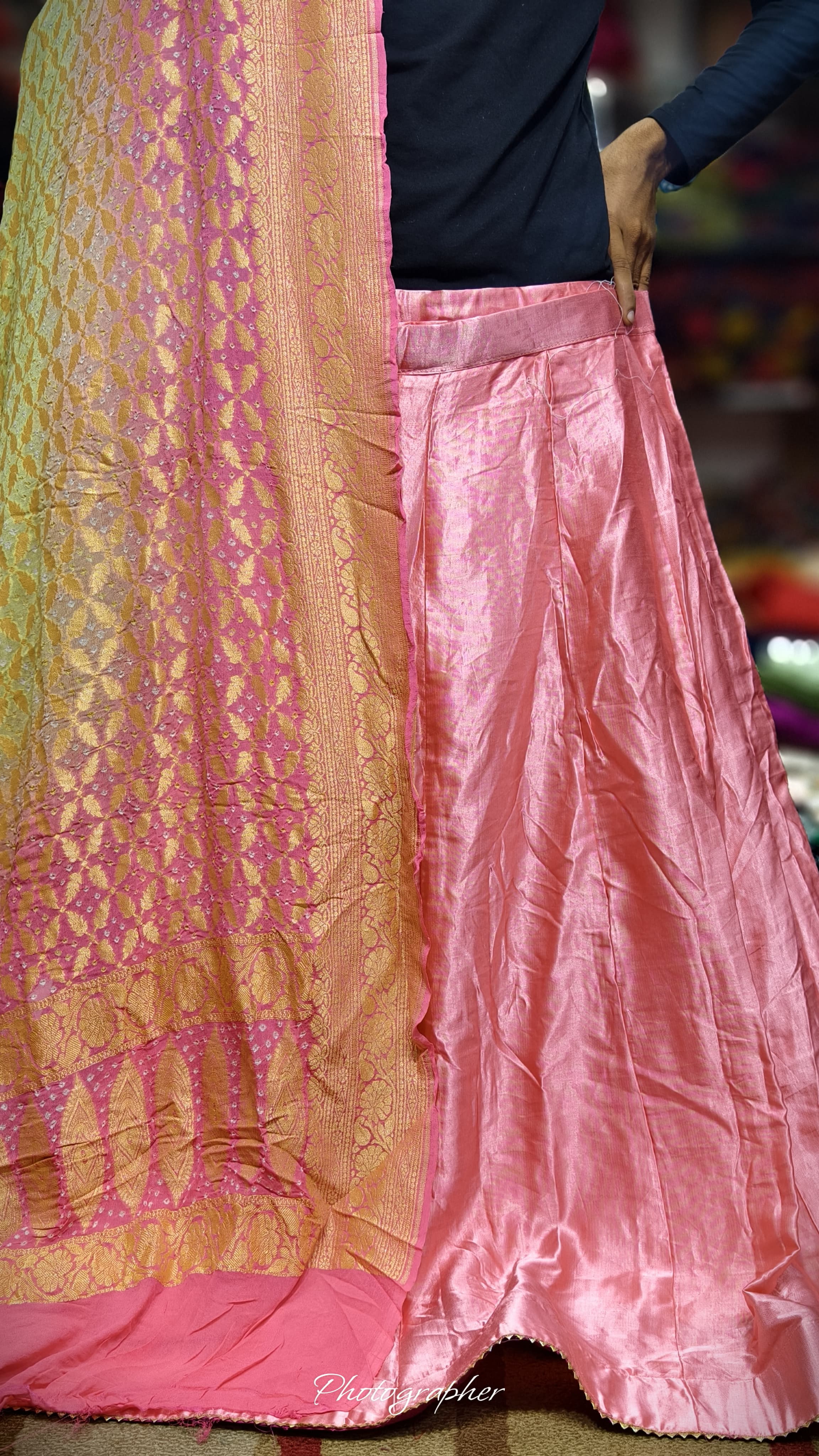 Pure Mashru Gaji Silk Plain Ghagraa With Blouse Fabric With Original Pure Georgette Neemzari Dupatta Full Pair