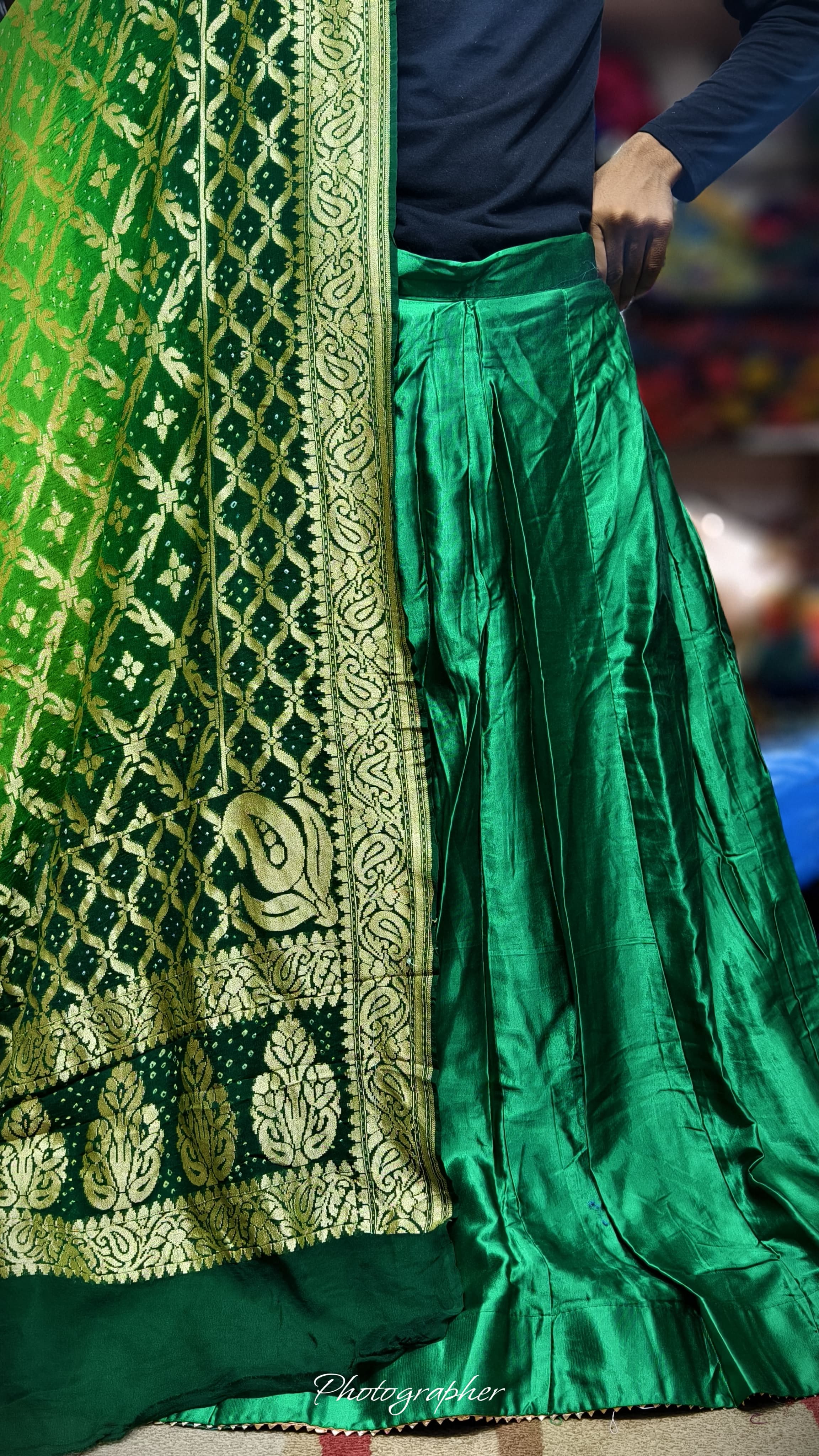 Pure Mashru Gaji Silk Plain Ghagraa With Blouse Fabric With Original Pure Georgette Neemzari Dupatta Full Pair