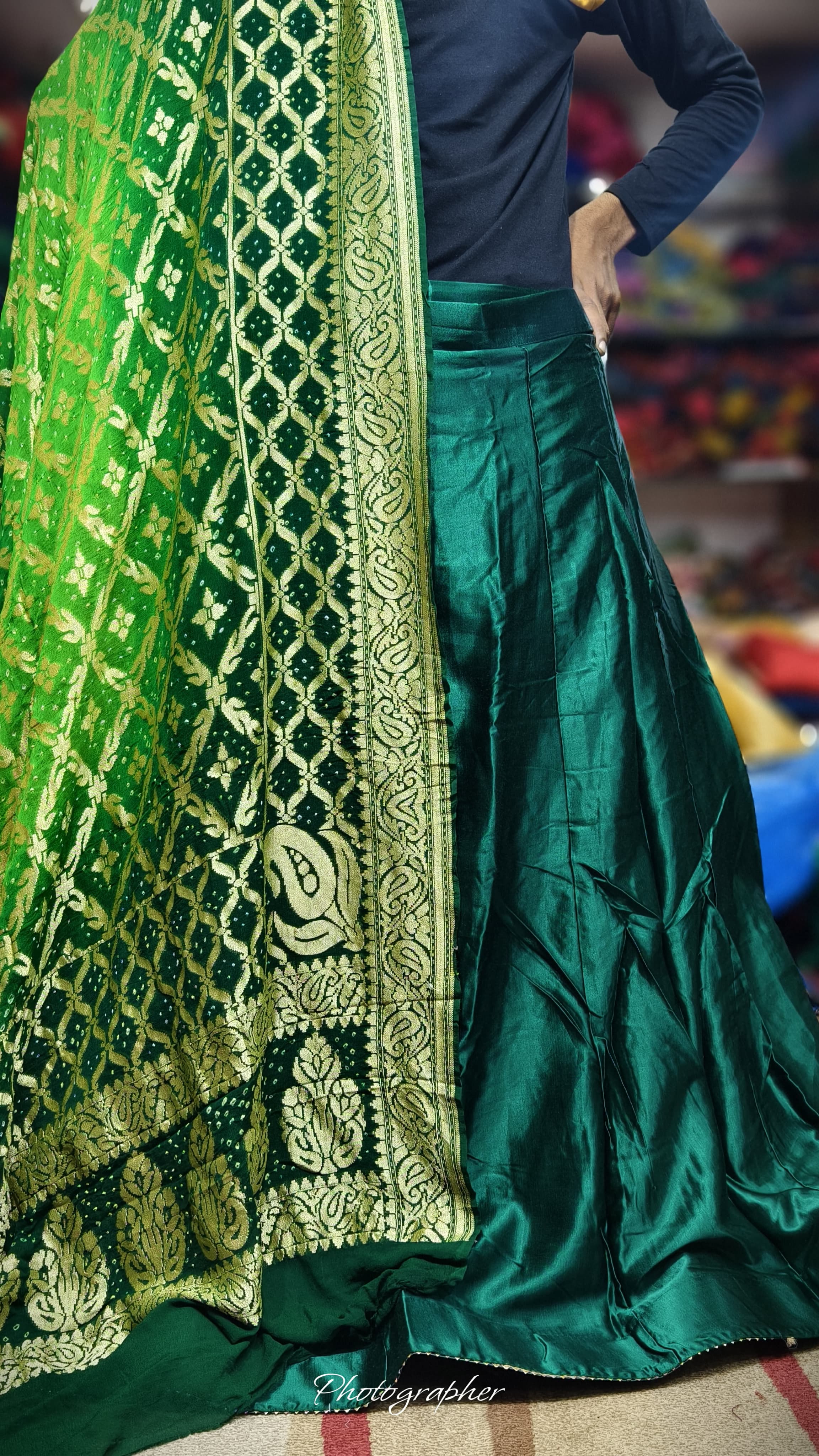 Pure Mashru Gaji Silk Plain Ghagraa With Blouse Fabric With Original Pure Georgette Neemzari Dupatta Full Pair