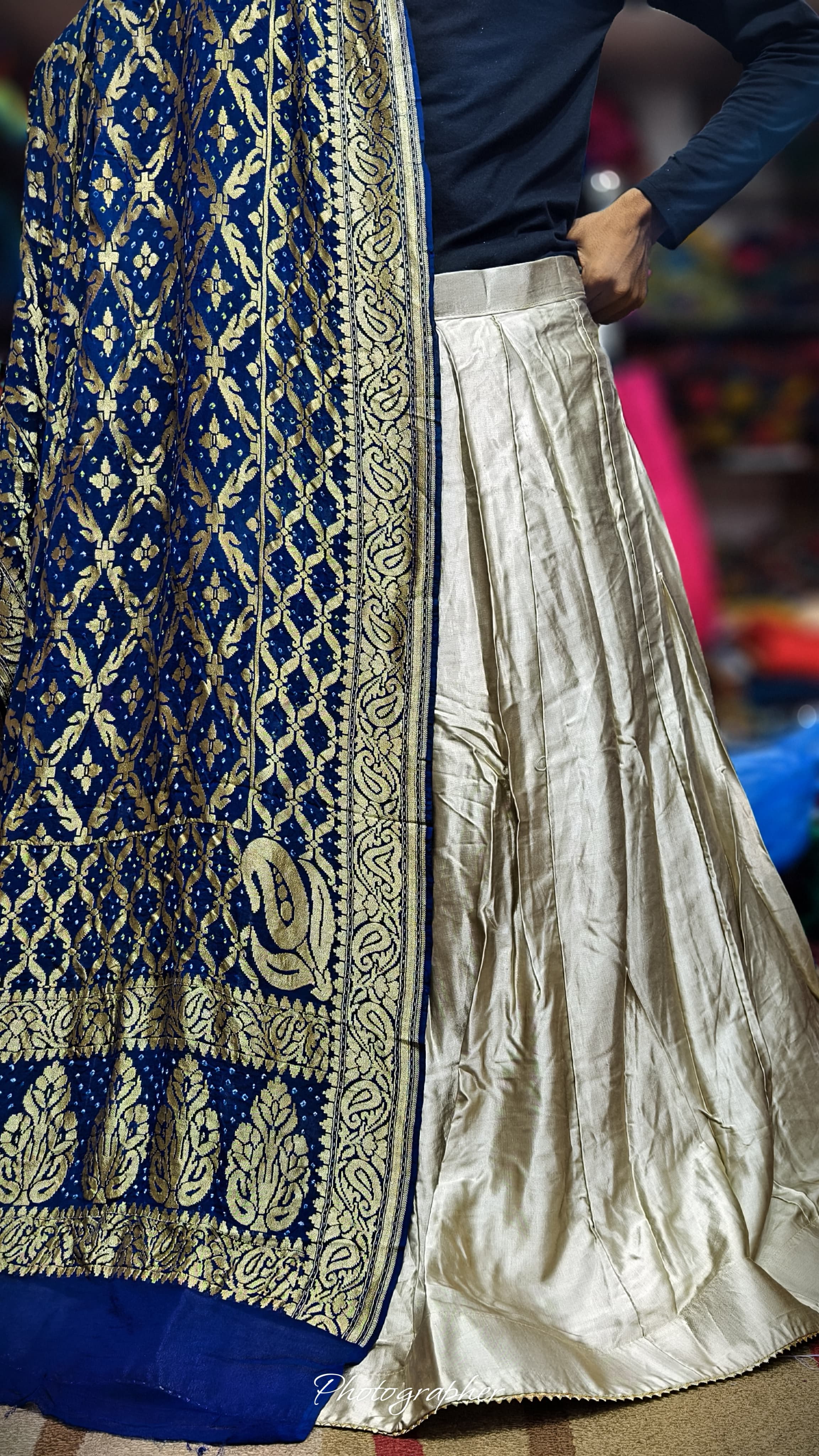 Pure Mashru Gaji Silk Plain Ghagraa With Blouse Fabric With Original Pure Georgette Neemzari Dupatta Full Pair