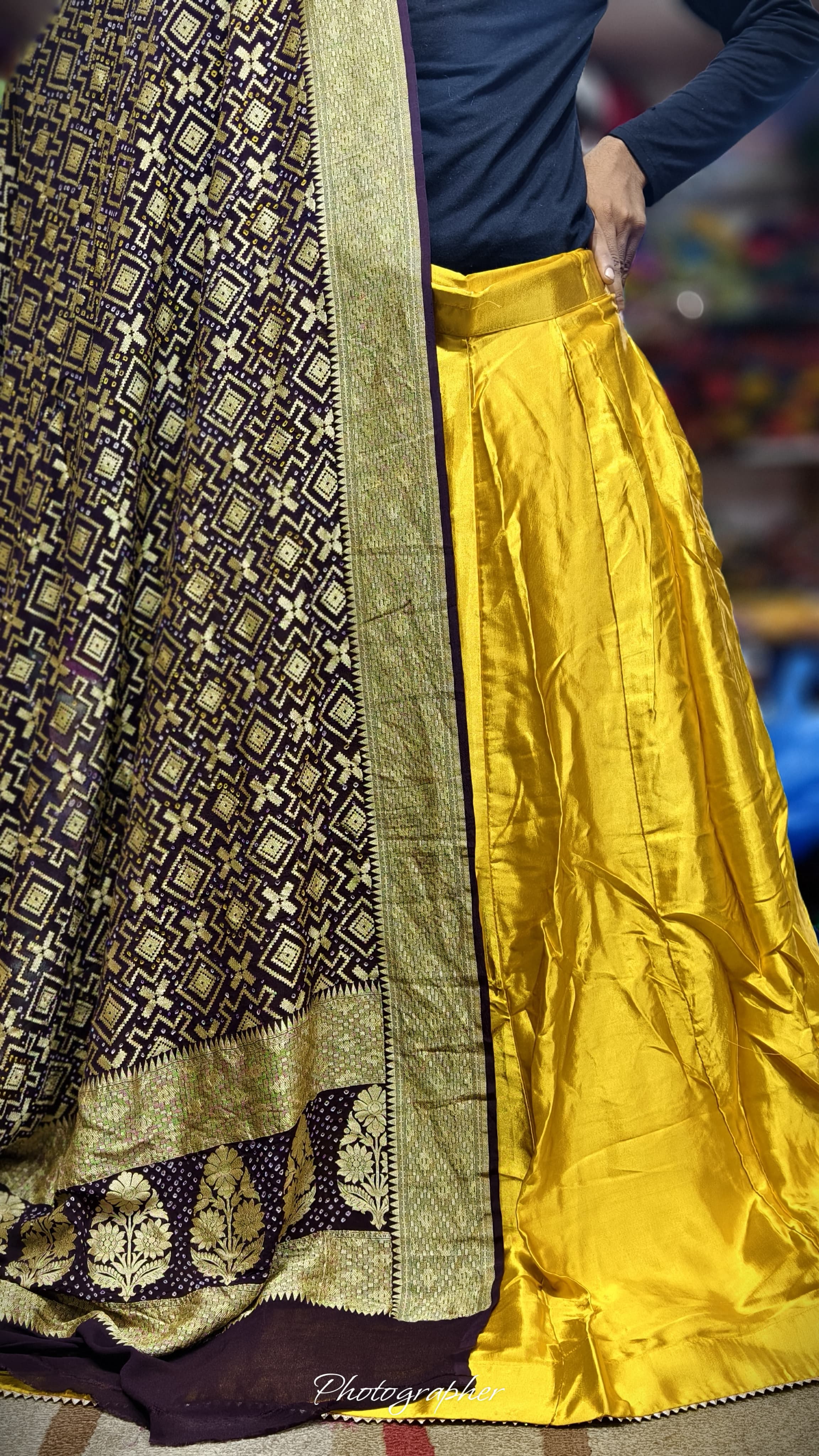 Pure Mashru Gaji Silk Plain Ghagraa With Blouse Fabric With Original Pure Georgette Neemzari Dupatta Full Pair