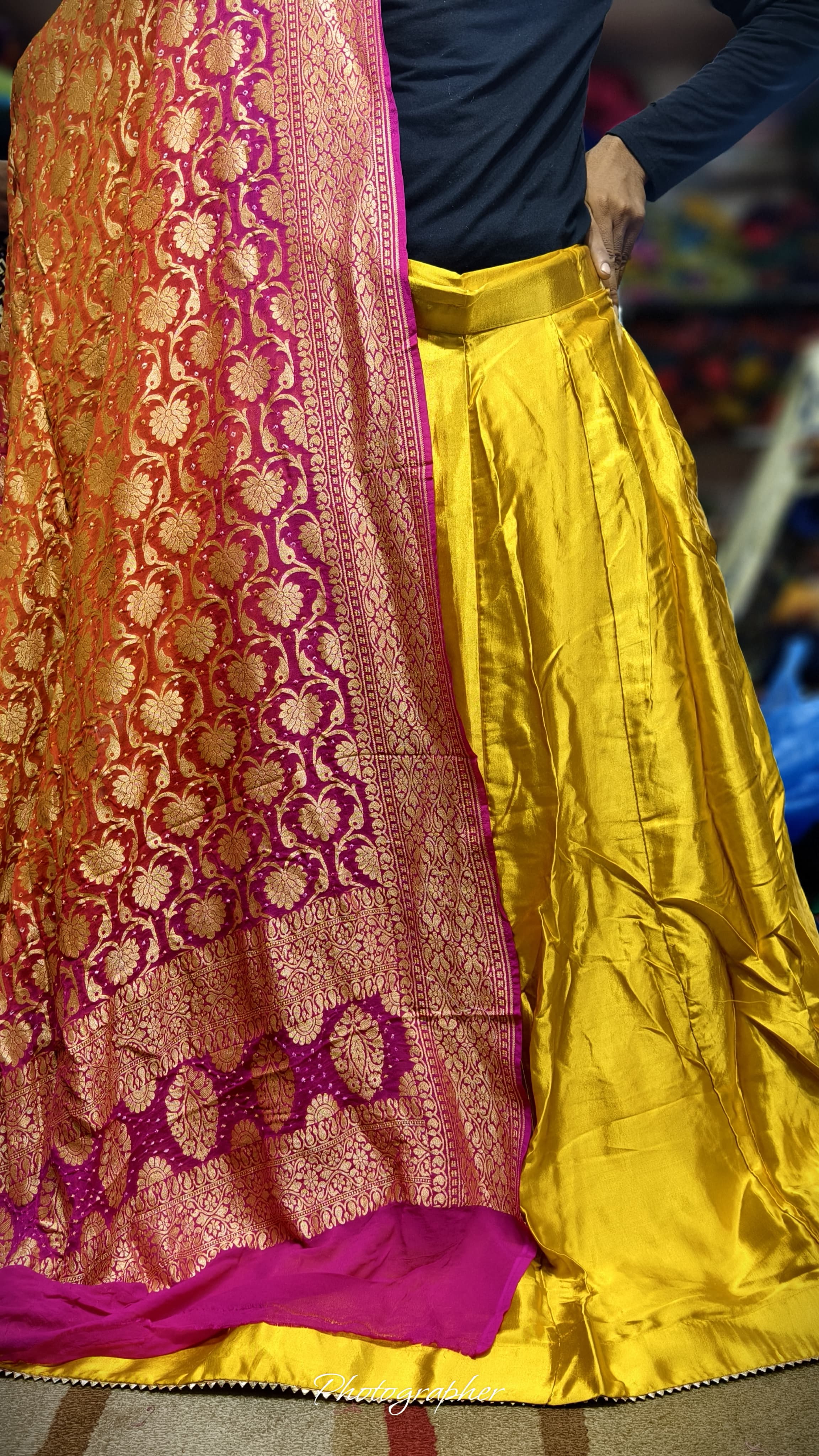 Pure Mashru Gaji Silk Plain Ghagraa With Blouse Fabric With Original Pure Georgette Neemzari Dupatta Full Pair