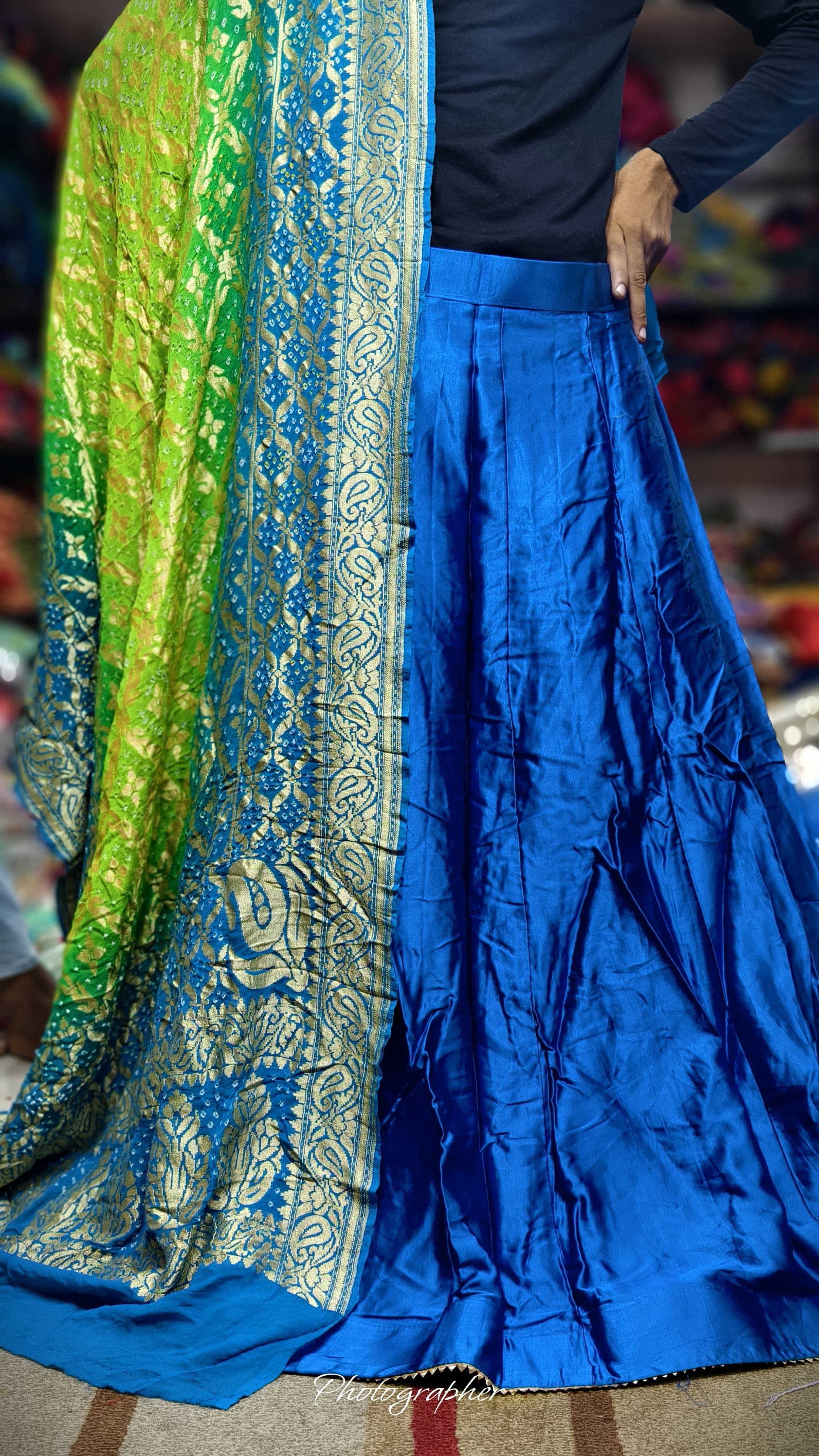 Pure Mashru Gaji Silk Plain Ghagraa With Blouse Fabric With Original Pure Georgette Neemzari Dupatta Full Pair