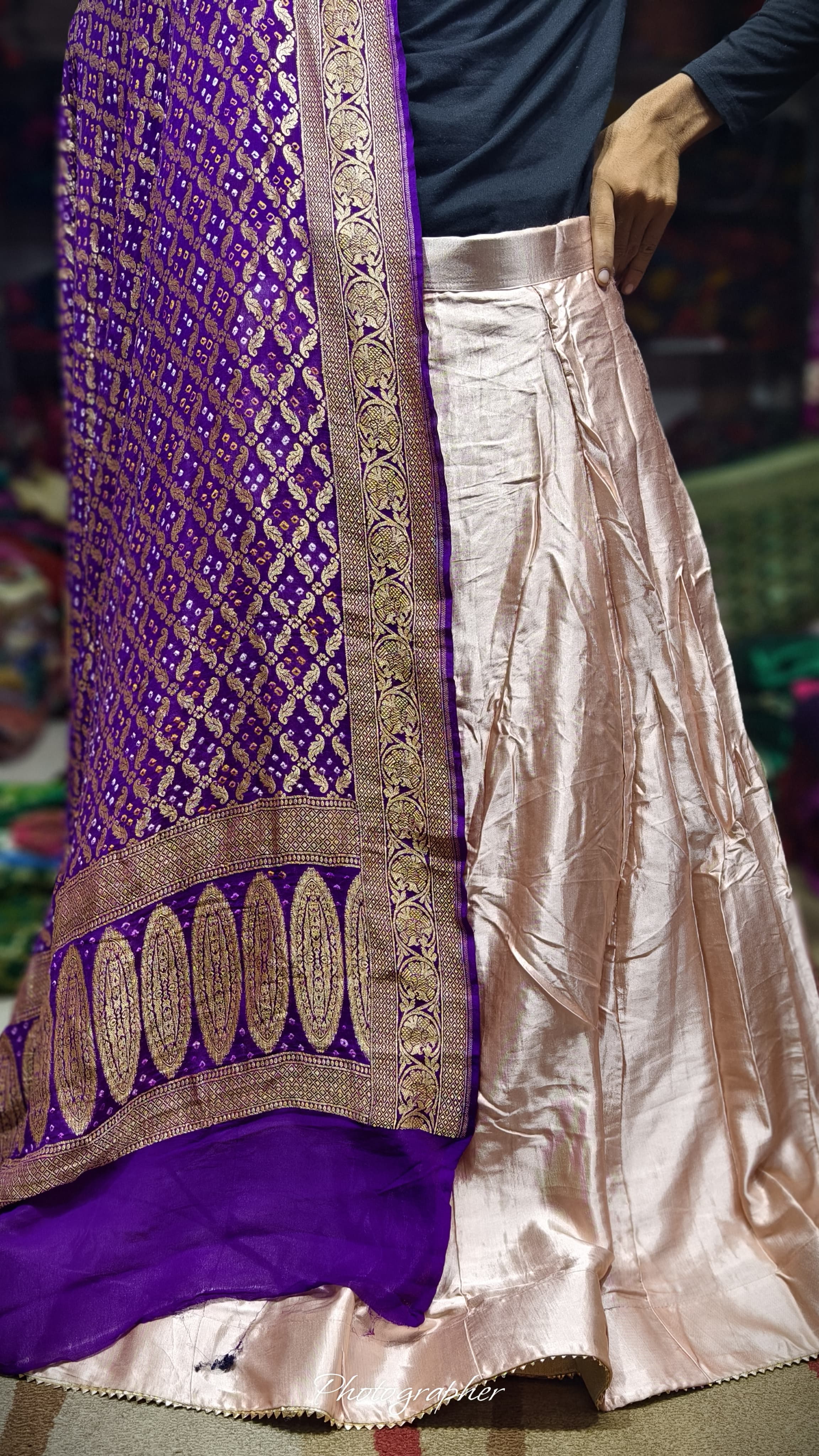 Pure Mashru Gaji Silk Plain Ghagraa With Blouse Fabric With Original Pure Georgette Neemzari Dupatta Full Pair