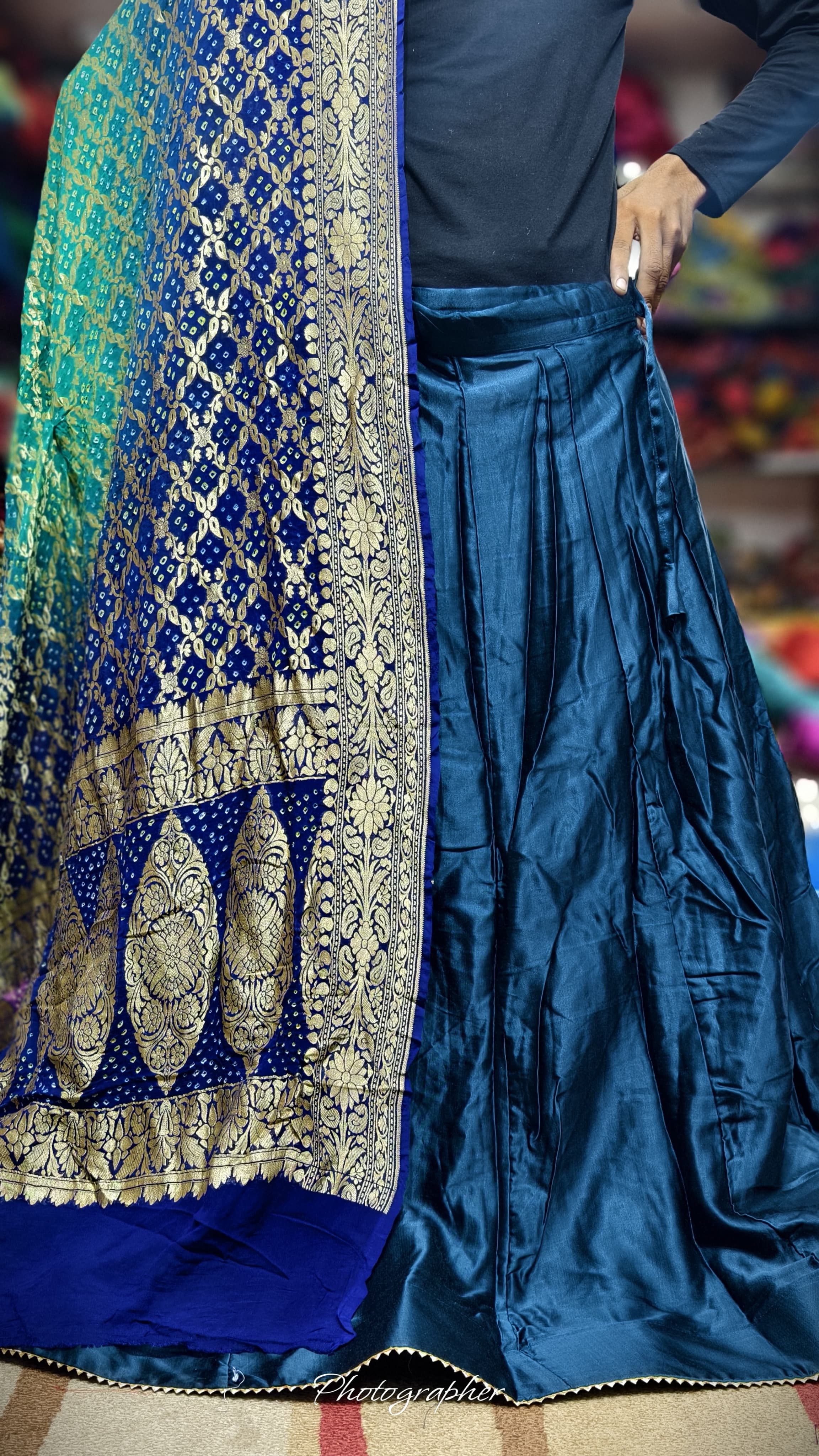 Pure Mashru Gaji Silk Plain Ghagraa With Blouse Fabric With Original Pure Georgette Neemzari Dupatta Full Pair