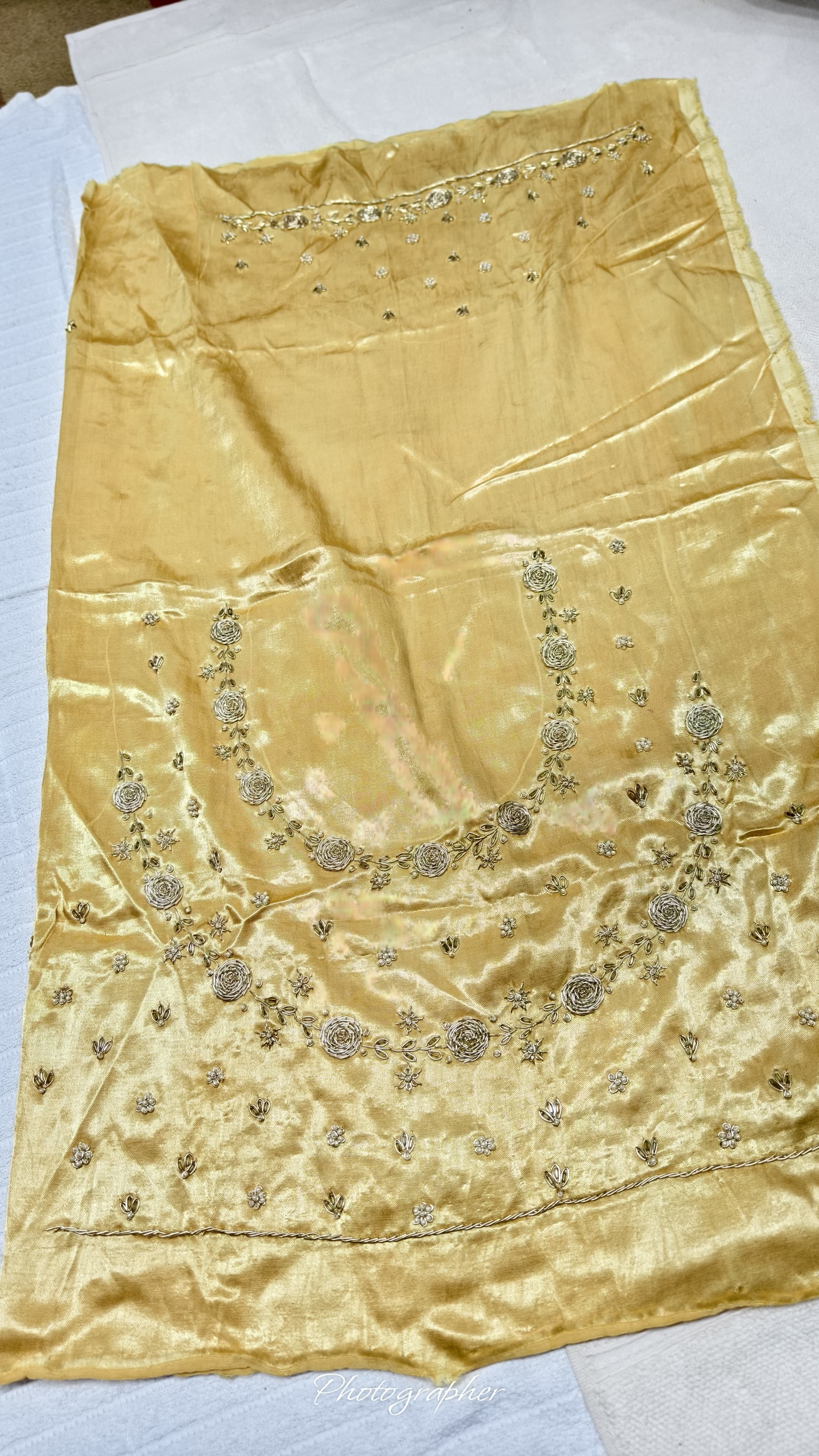 Pure Masru Gaji Silk Blouse Piece With Pearl Jardoshi Work