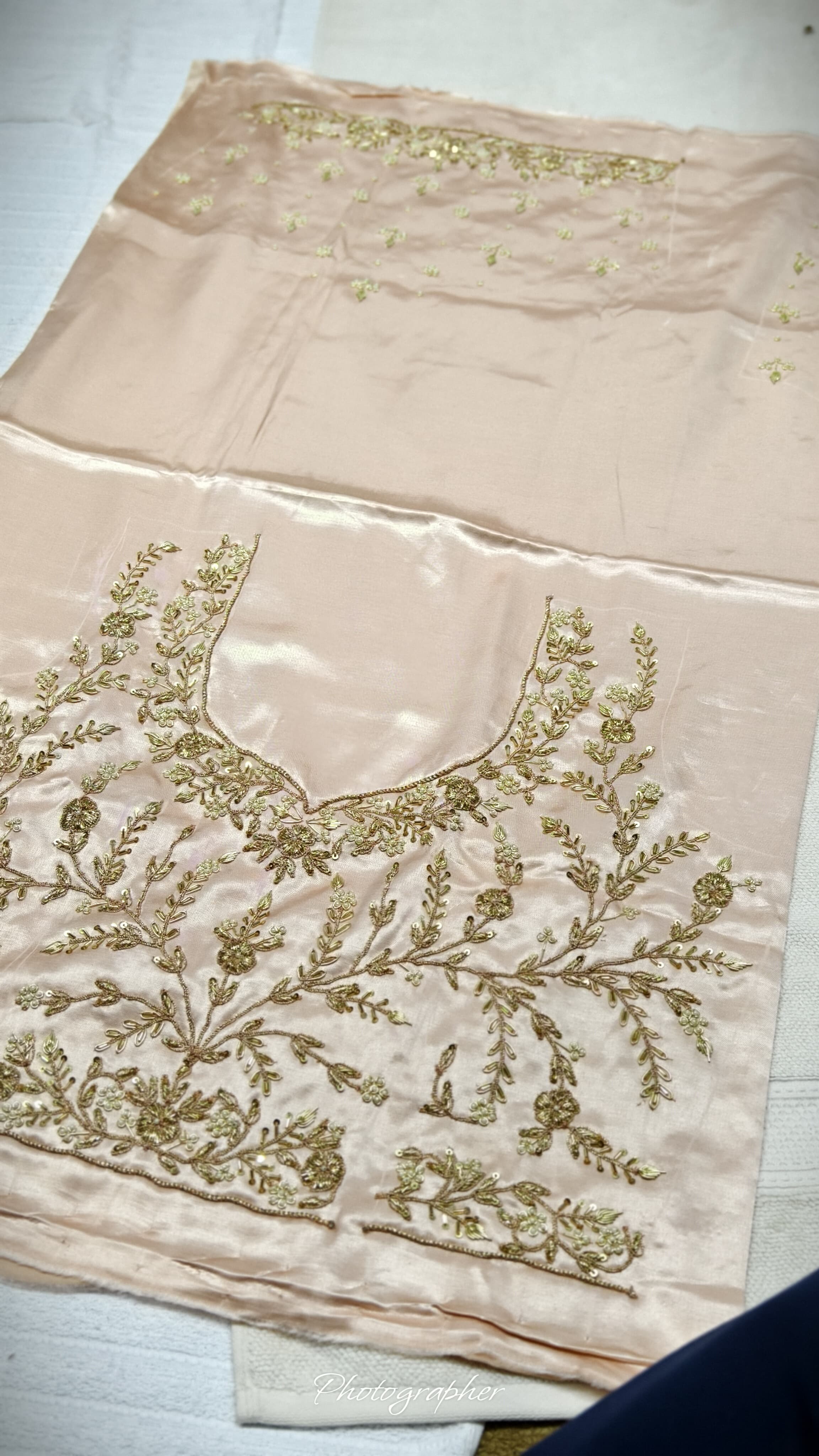 Pure Masru Gaji Silk Blouse Piece With Pearl Jardoshi Work Hand Work Blouse