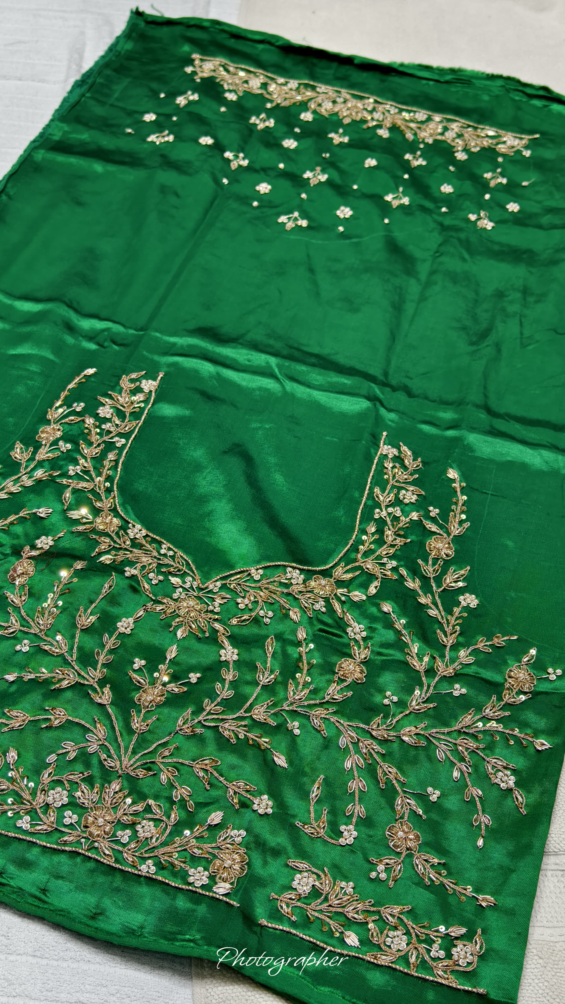 Pure Masru Gaji Silk Blouse Piece With Pearl Jardoshi Work Hand Work Blouse