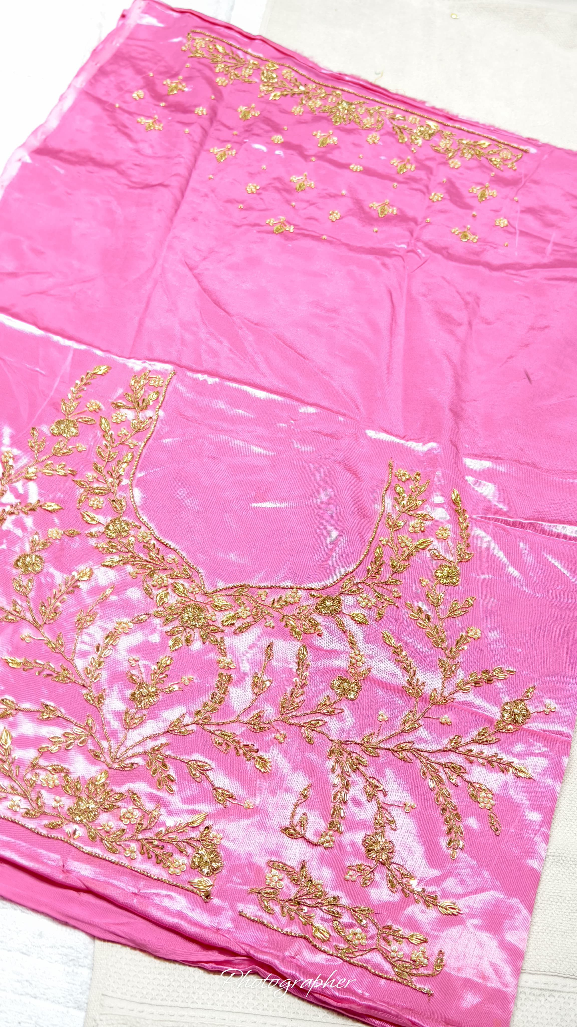 Pure Masru Gaji Silk Blouse Piece With Pearl Jardoshi Work Hand Work Blouse