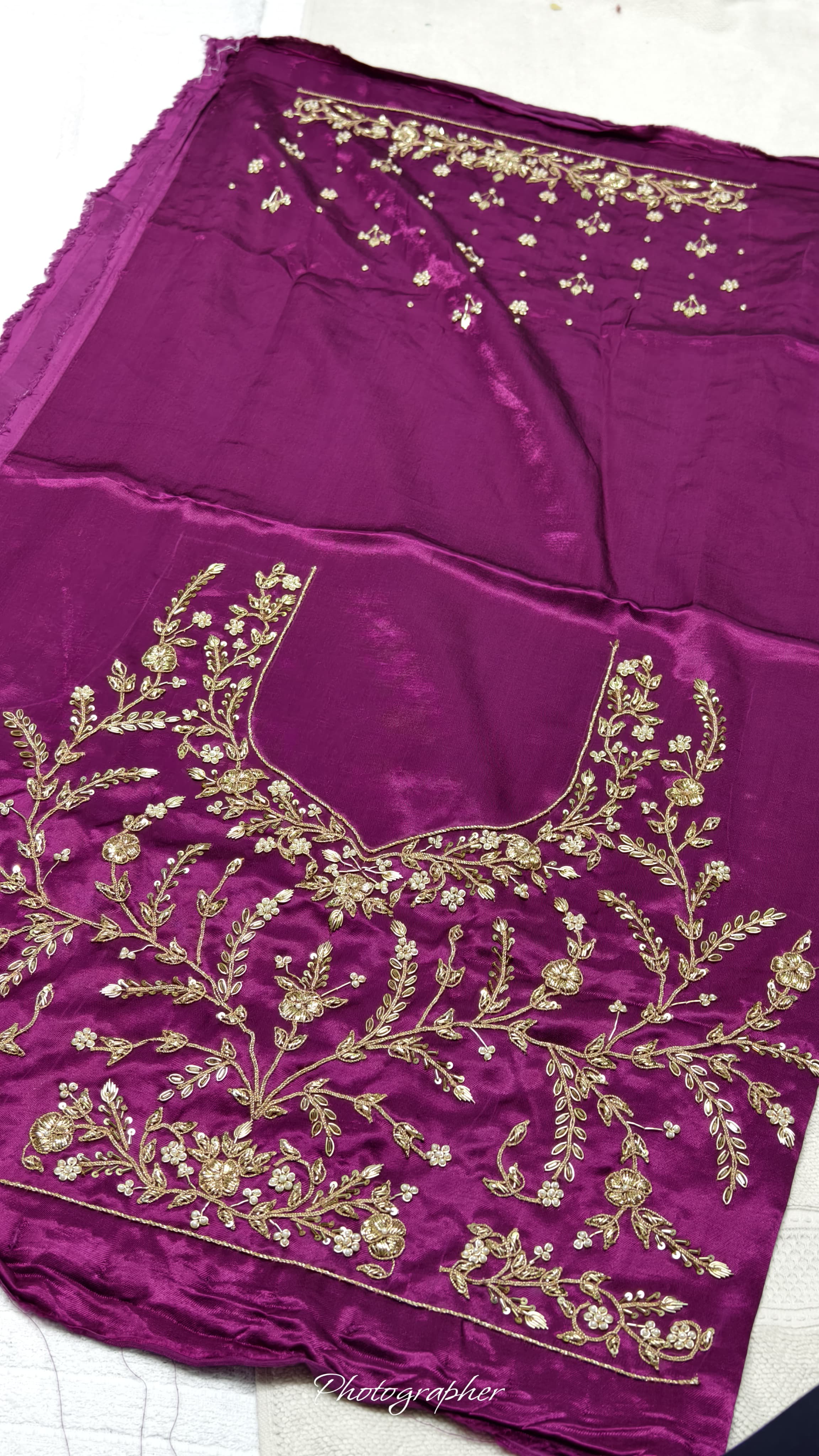 Pure Masru Gaji Silk Blouse Piece With Pearl Jardoshi Work Hand Work Blouse