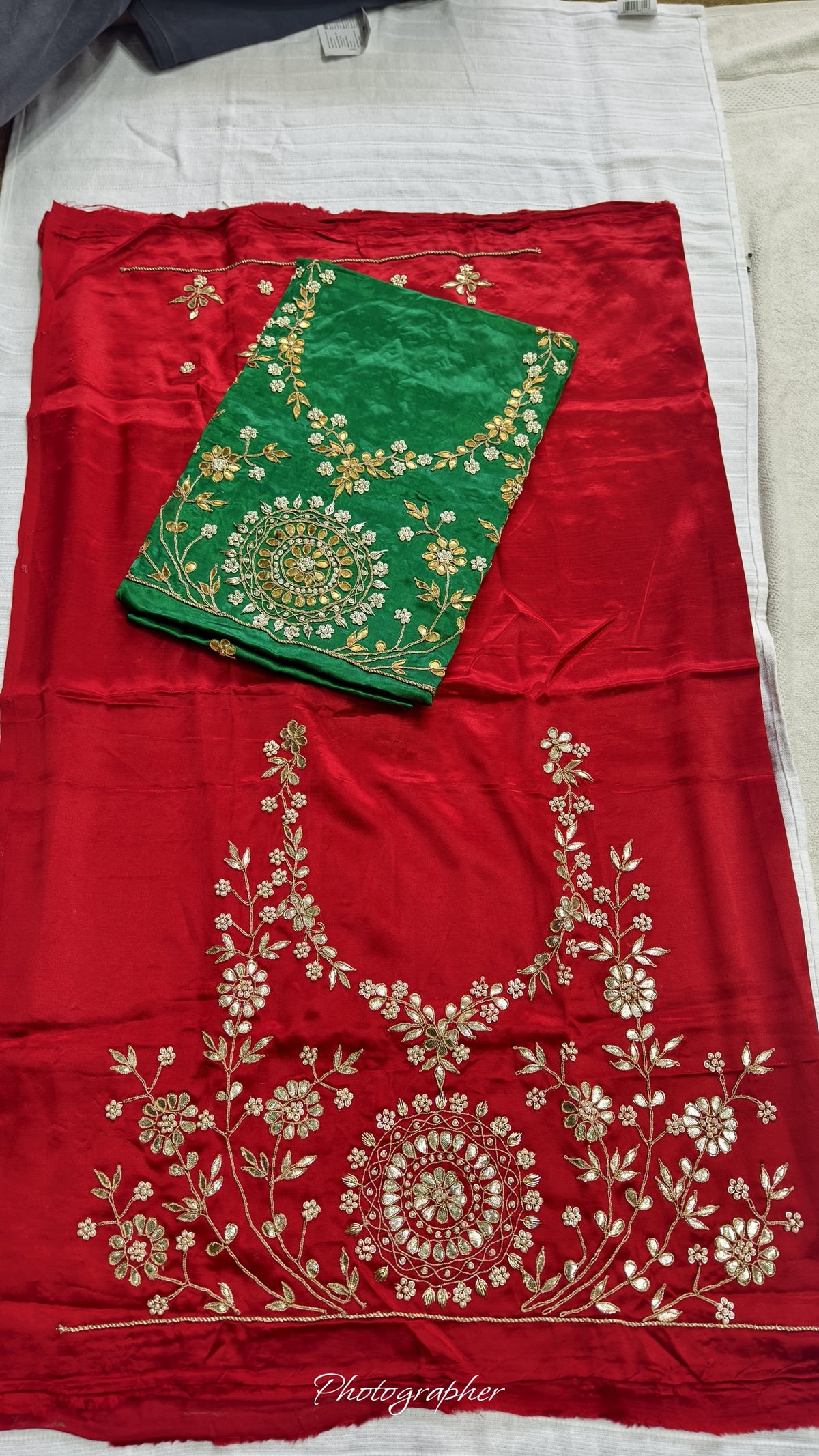 Pure Masru Gaji Silk Blouse Piece With Pearl Jardoshi Work Hand Work Blouse
