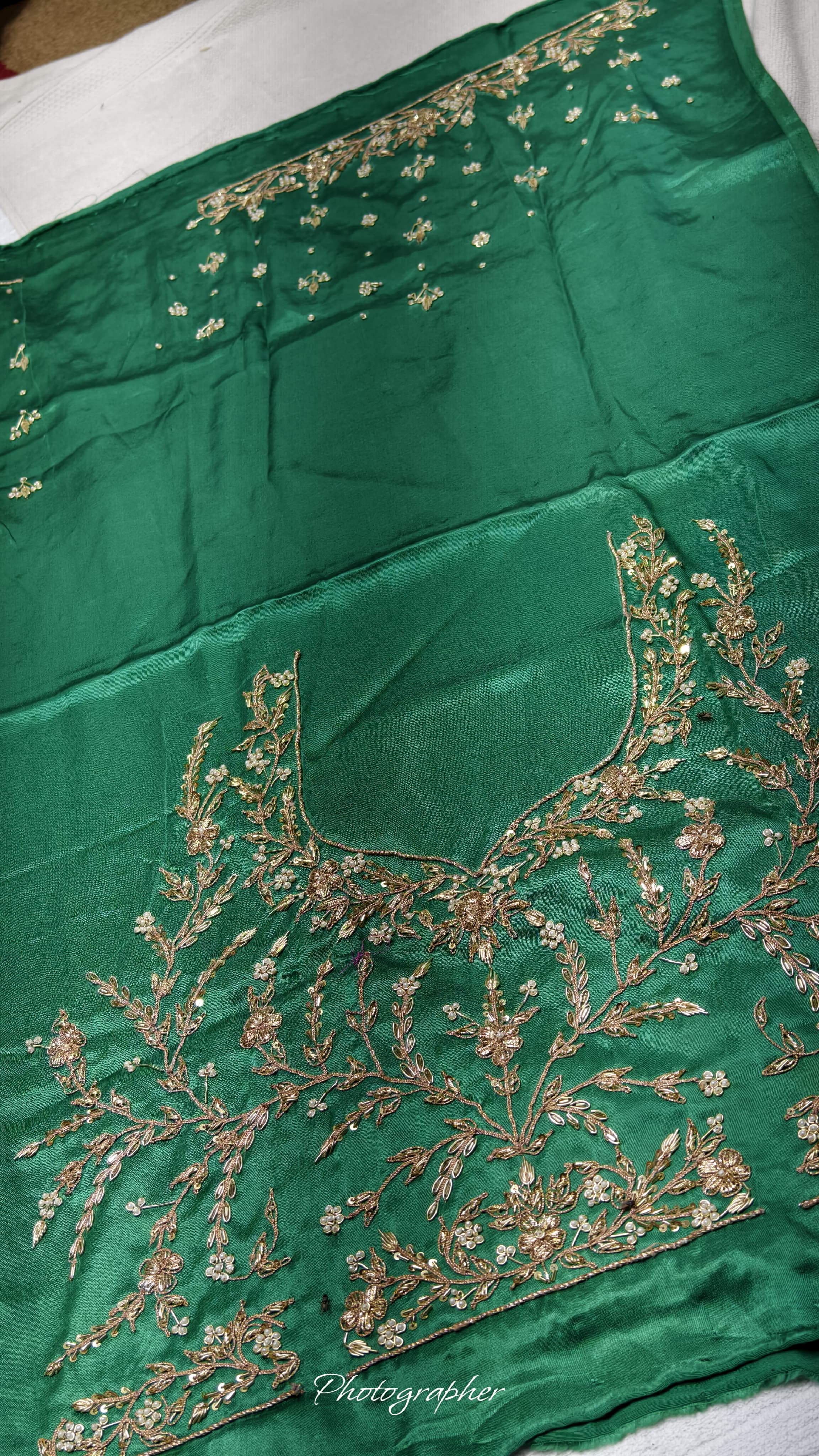 Pure Masru Gaji Silk Blouse Piece With Pearl Jardoshi Work Hand Work Blouse