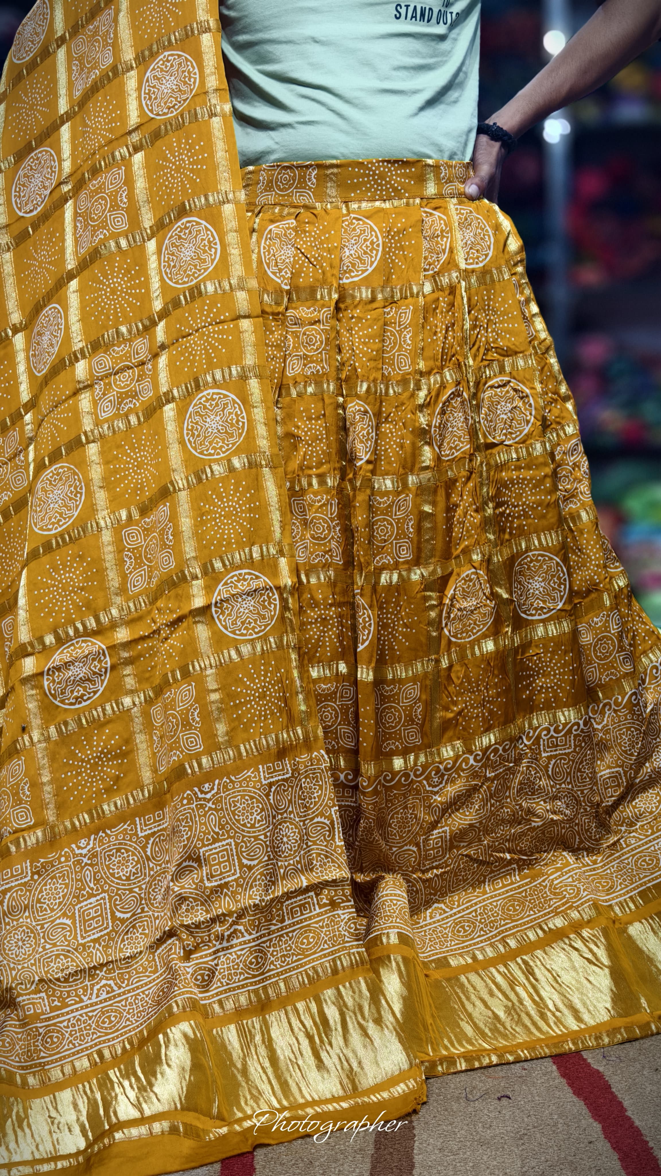 Pure Modal Gaji Silk Hand Bandej Gharchola Pattern Ghagra & Blouse With Pure Modal Gaji Silk Chex Dupatta With Lagdi Patta