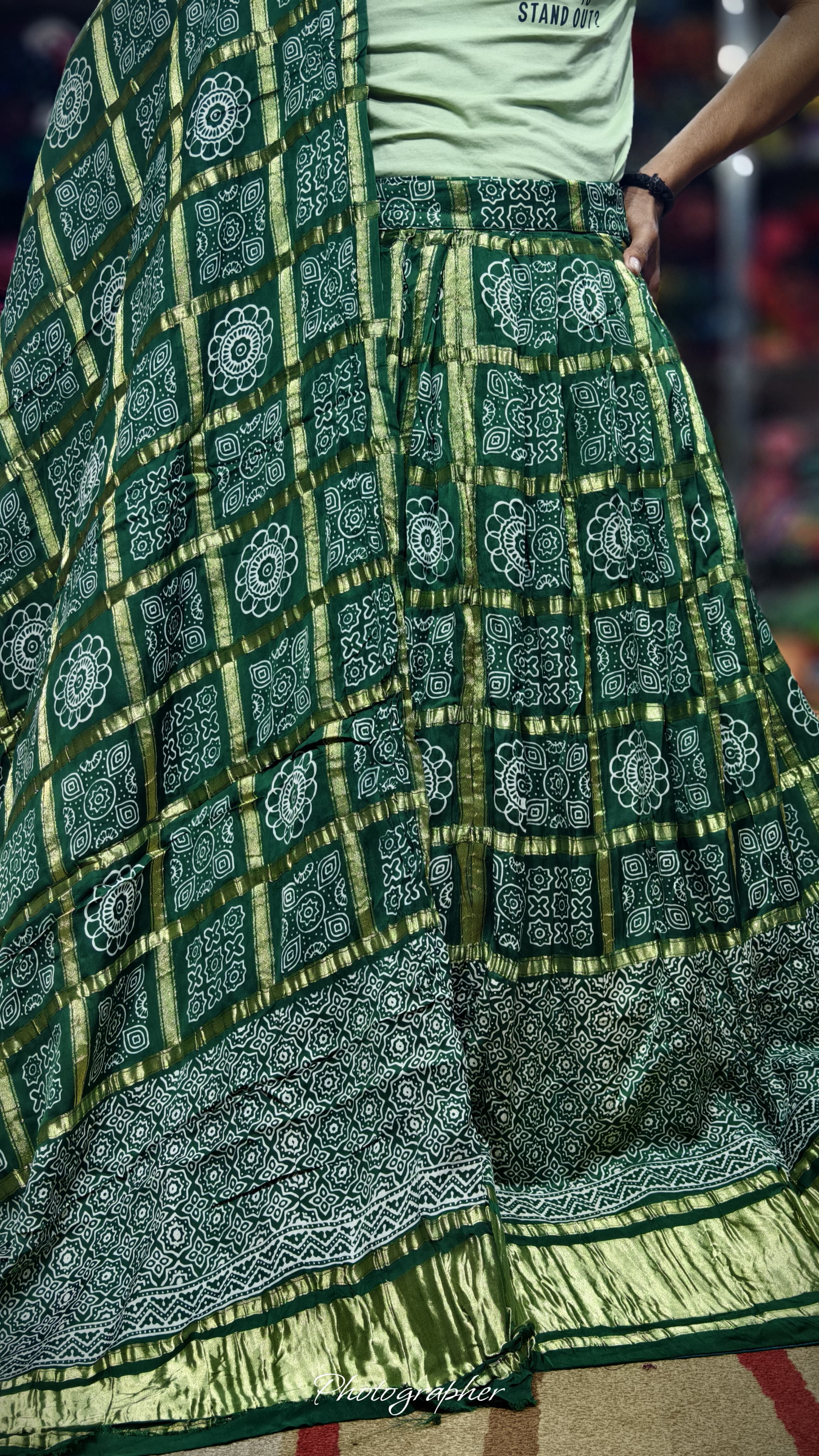 Pure Modal Gaji Silk Hand Bandej Gharchola Pattern Ghagra & Blouse With Pure Modal Gaji Silk Chex Dupatta With Lagdi Patta