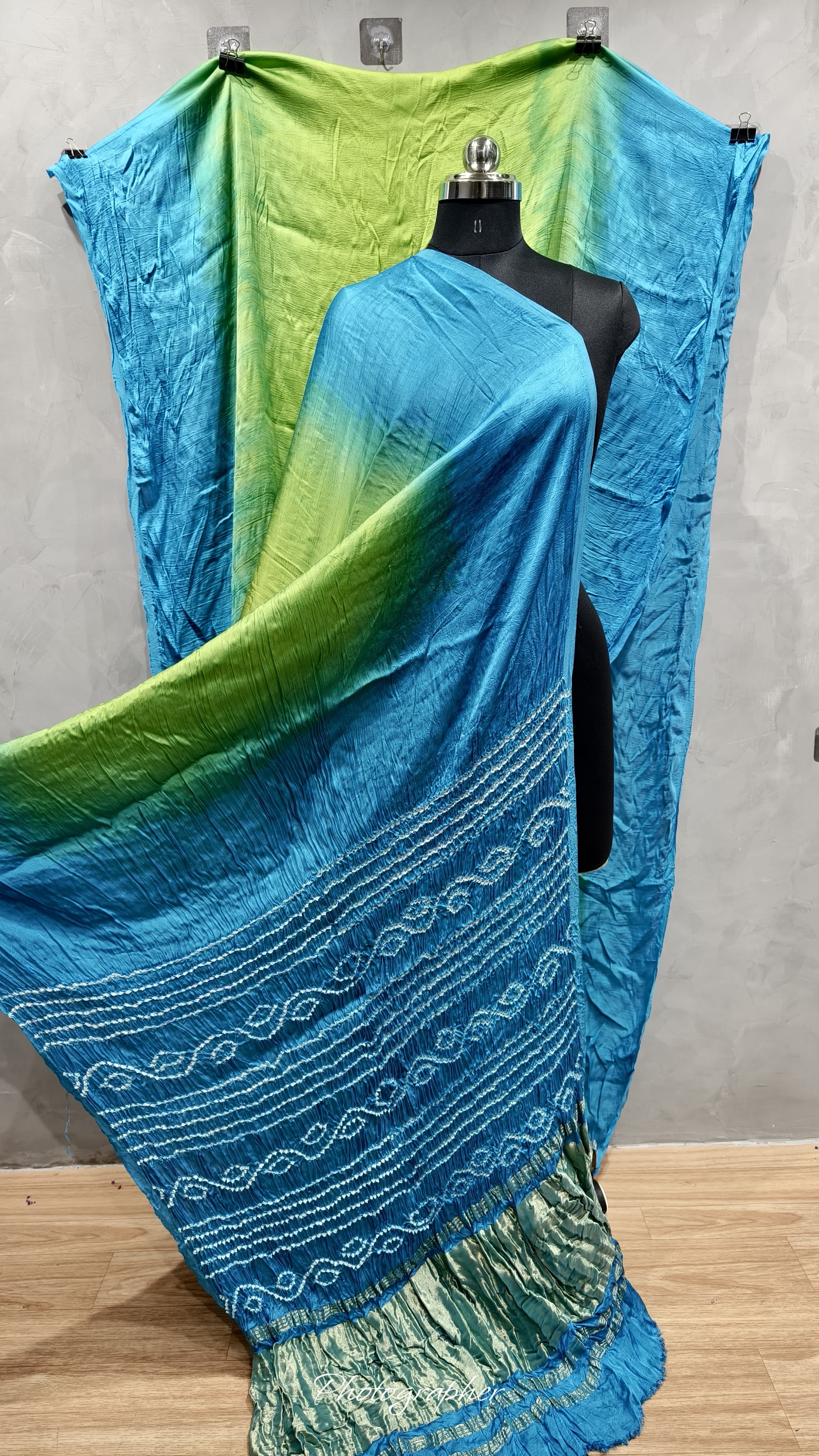 Pure Modal Gaji Silk Natural Two Daye Saree With Bandej Pallu N Bandej Blouse Fabric