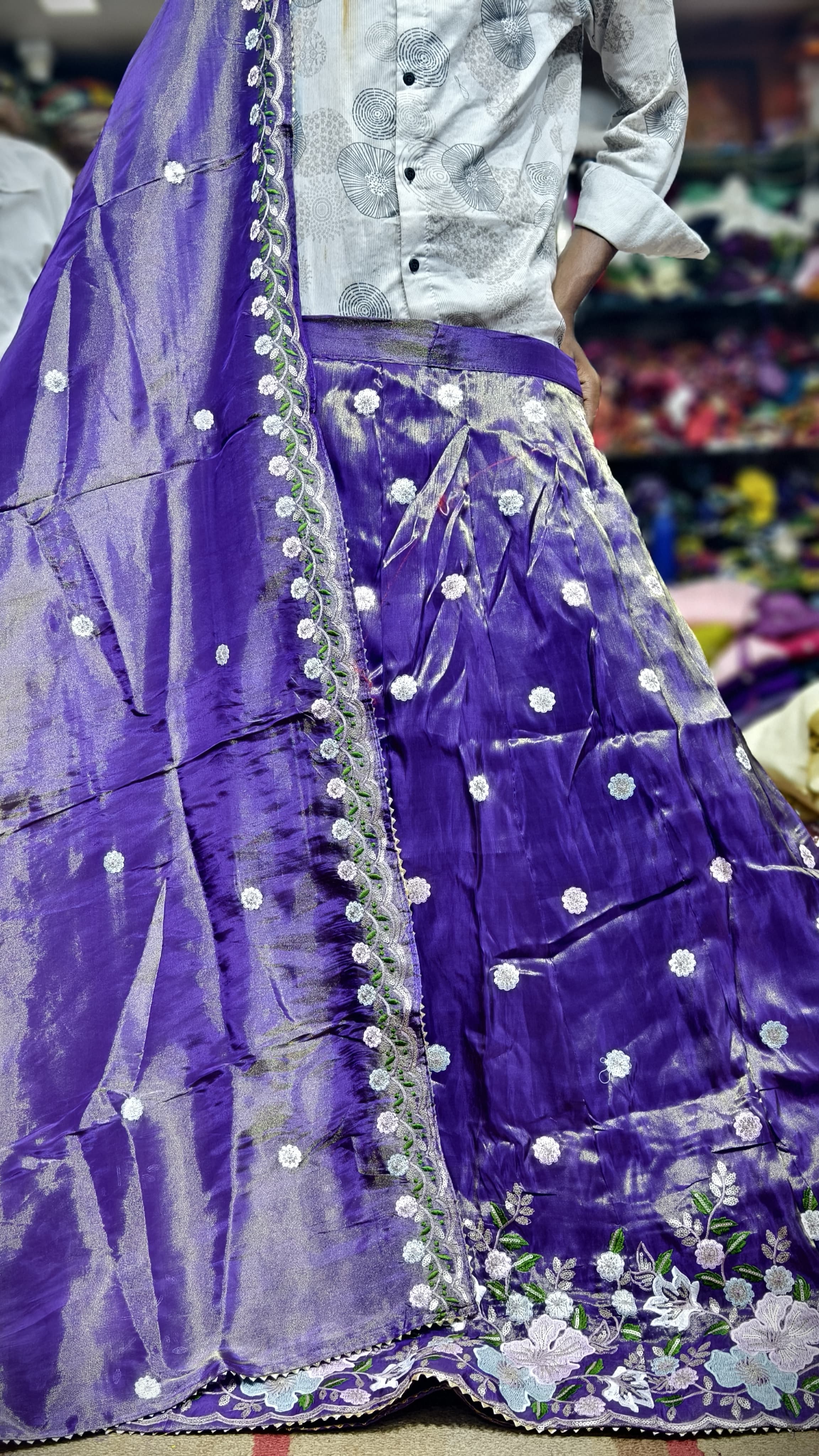 Pure Viscos Tissue Chaniya Choli with Multi Sequence Work