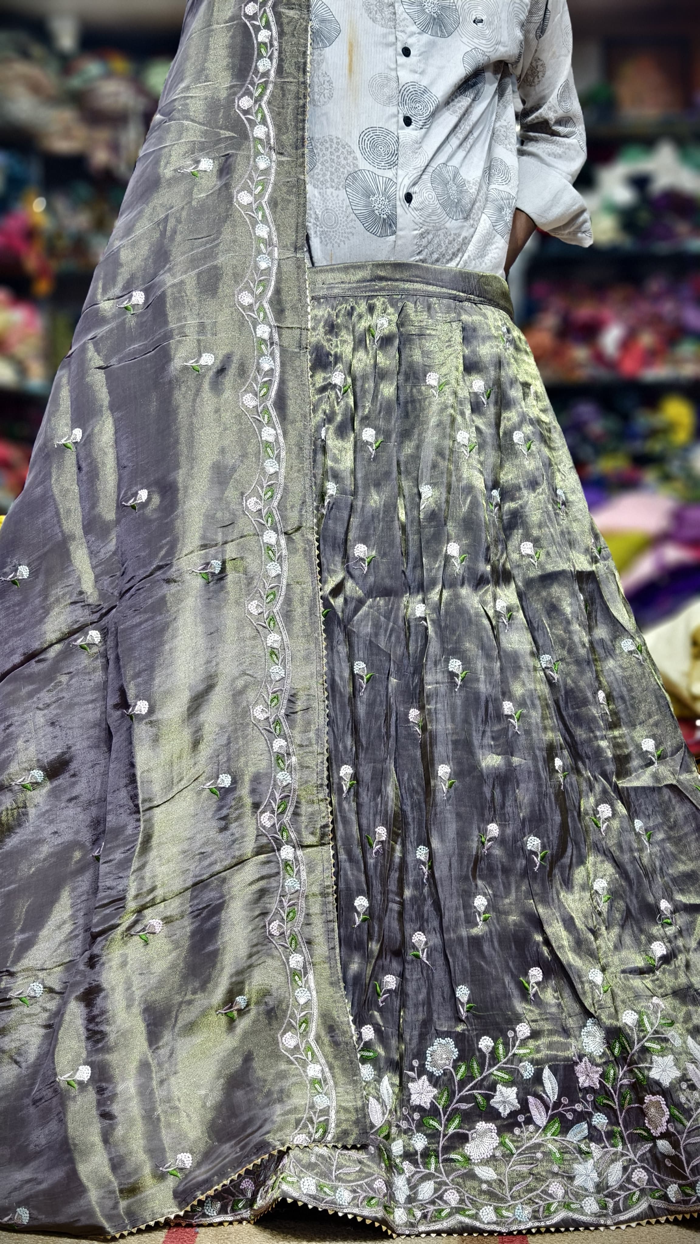 Pure Viscos Tissue Chaniya Choli with Multi Sequence Work