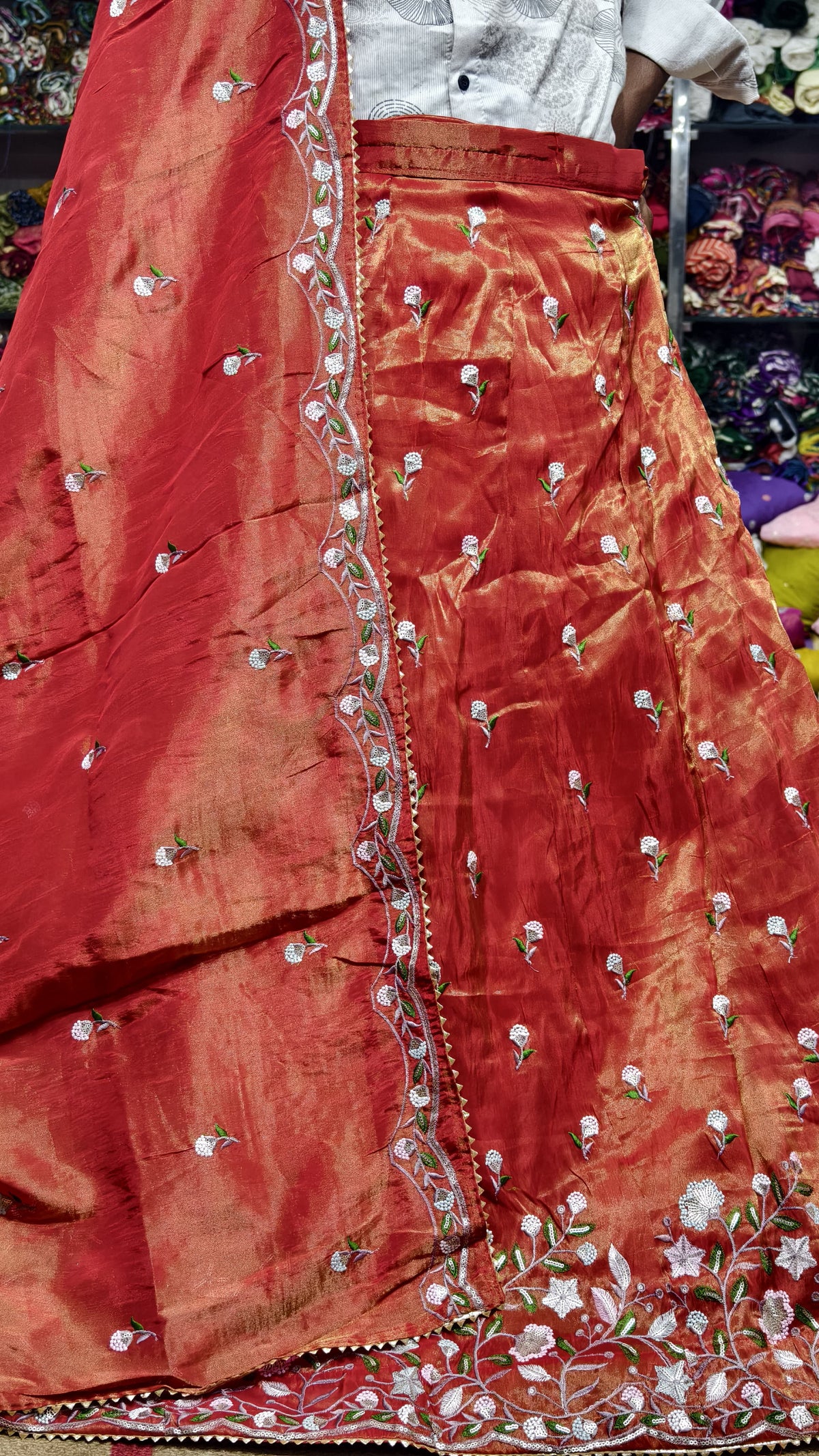 Pure Viscos Tissue Chaniya Choli with Multi Sequence Work
