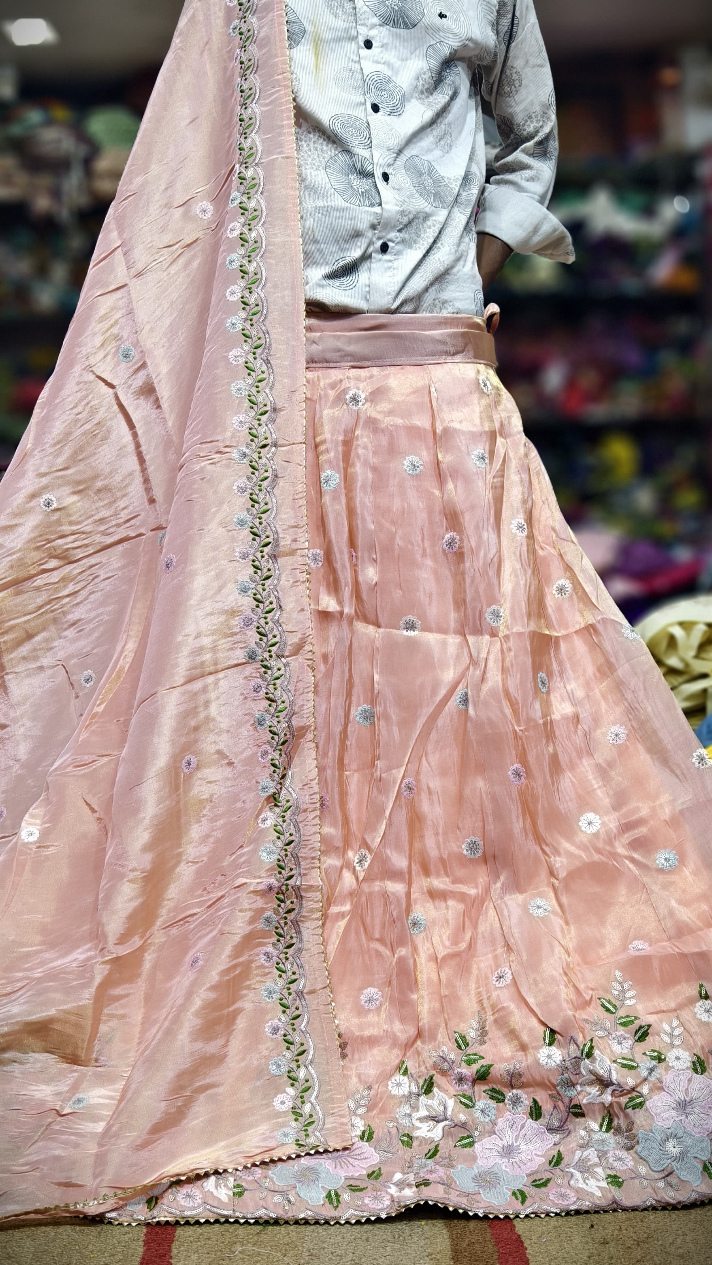 Pure Viscos Tissue Chaniya Choli with Multi Sequence Work