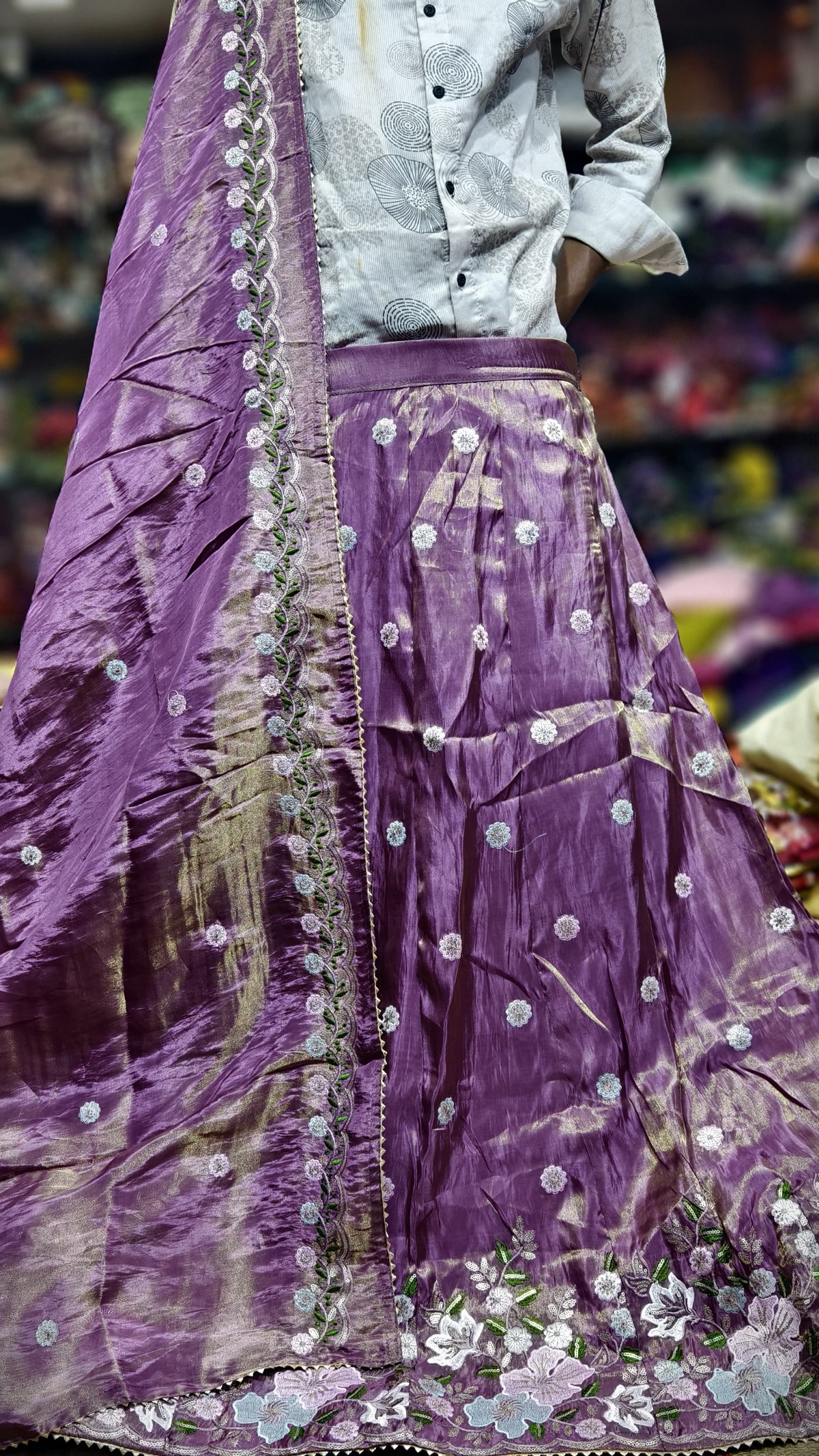Pure Viscos Tissue Chaniya Choli with Multi Sequence Work