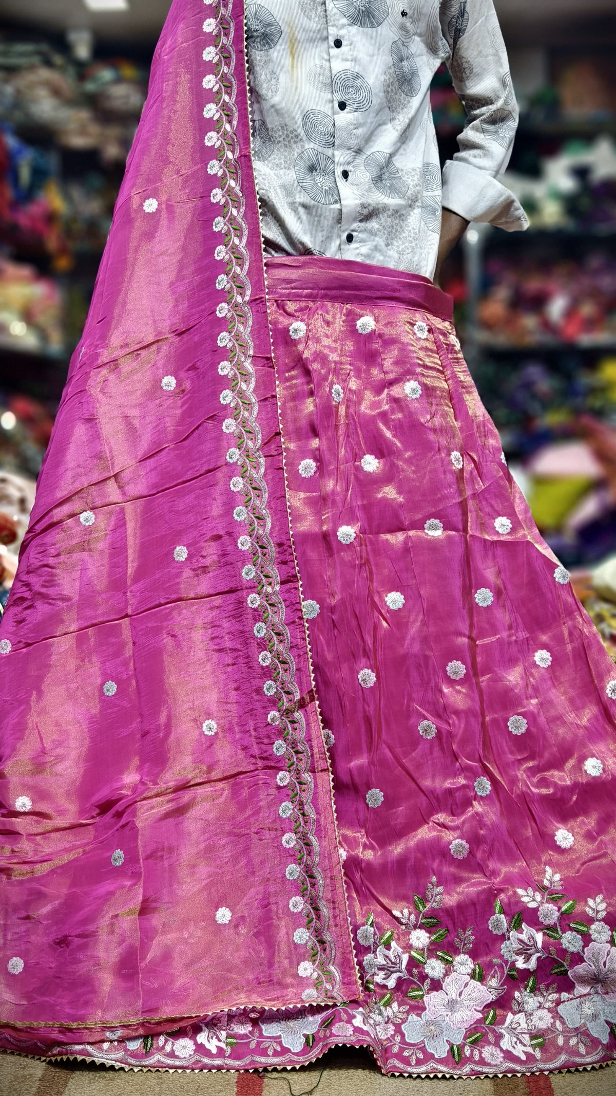 Pure Viscos Tissue Chaniya Choli with Multi Sequence Work