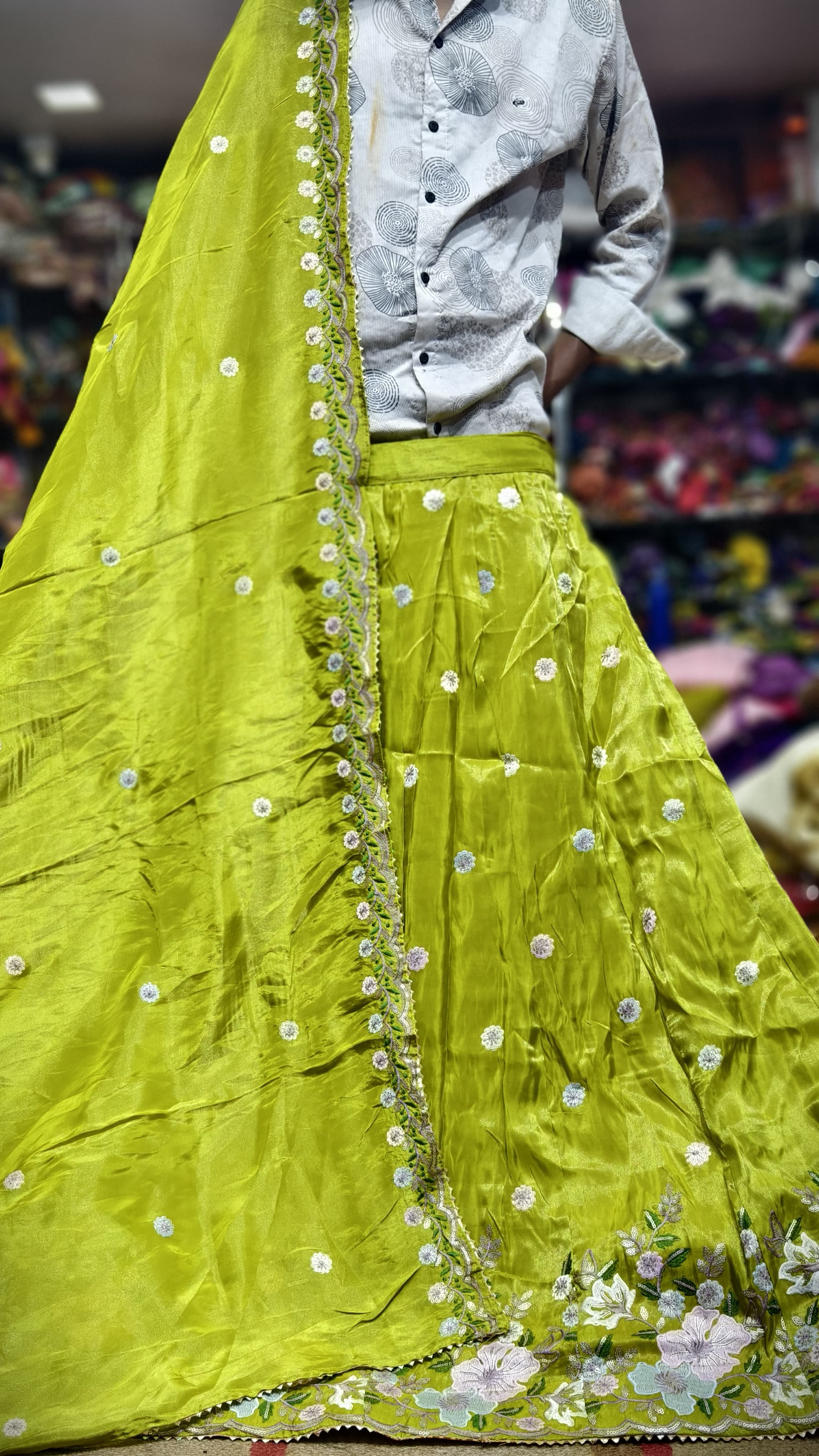 Pure Viscos Tissue Chaniya Choli with Multi Sequence Work
