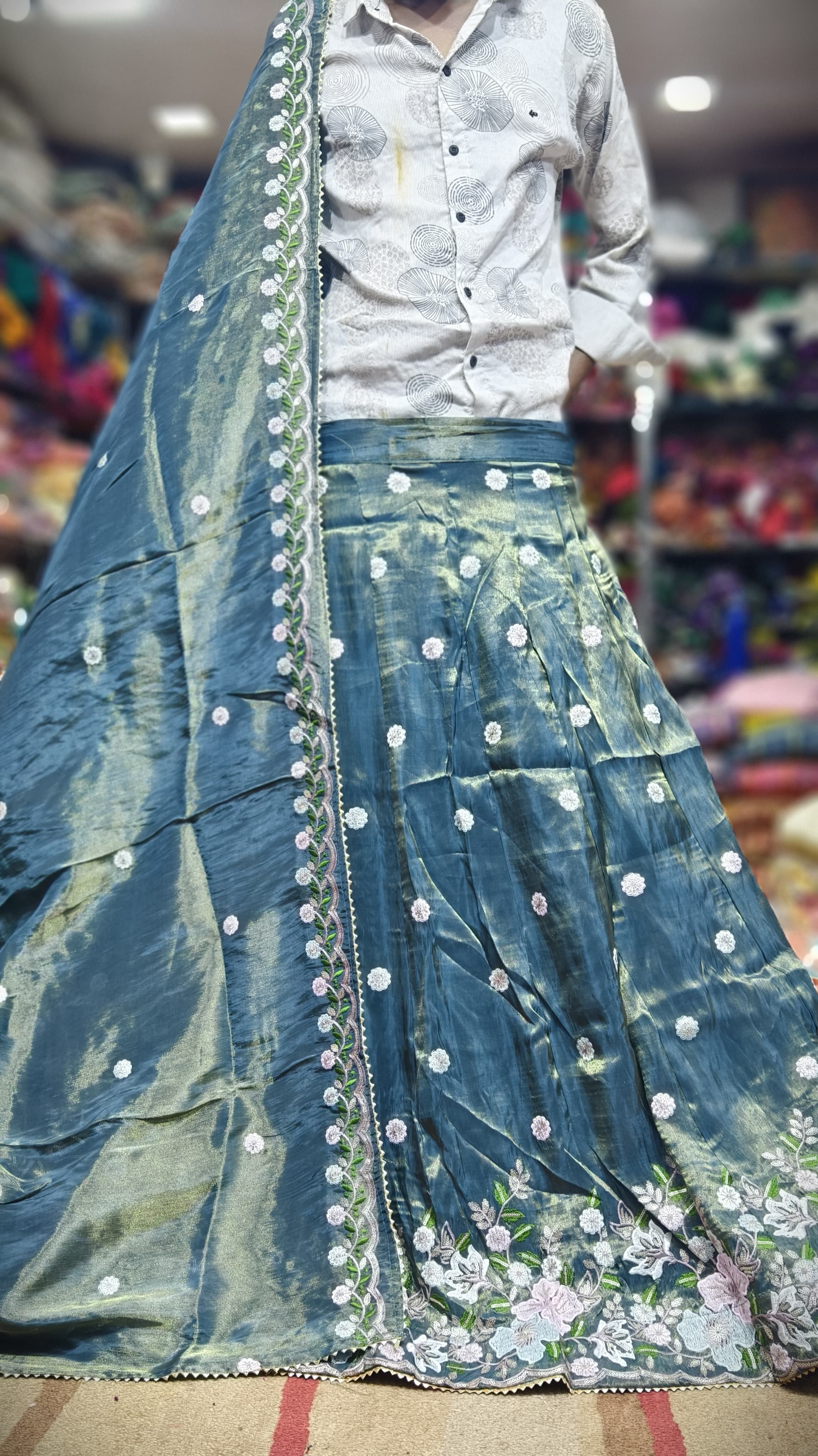 Pure Viscos Tissue Chaniya Choli with Multi Sequence Work