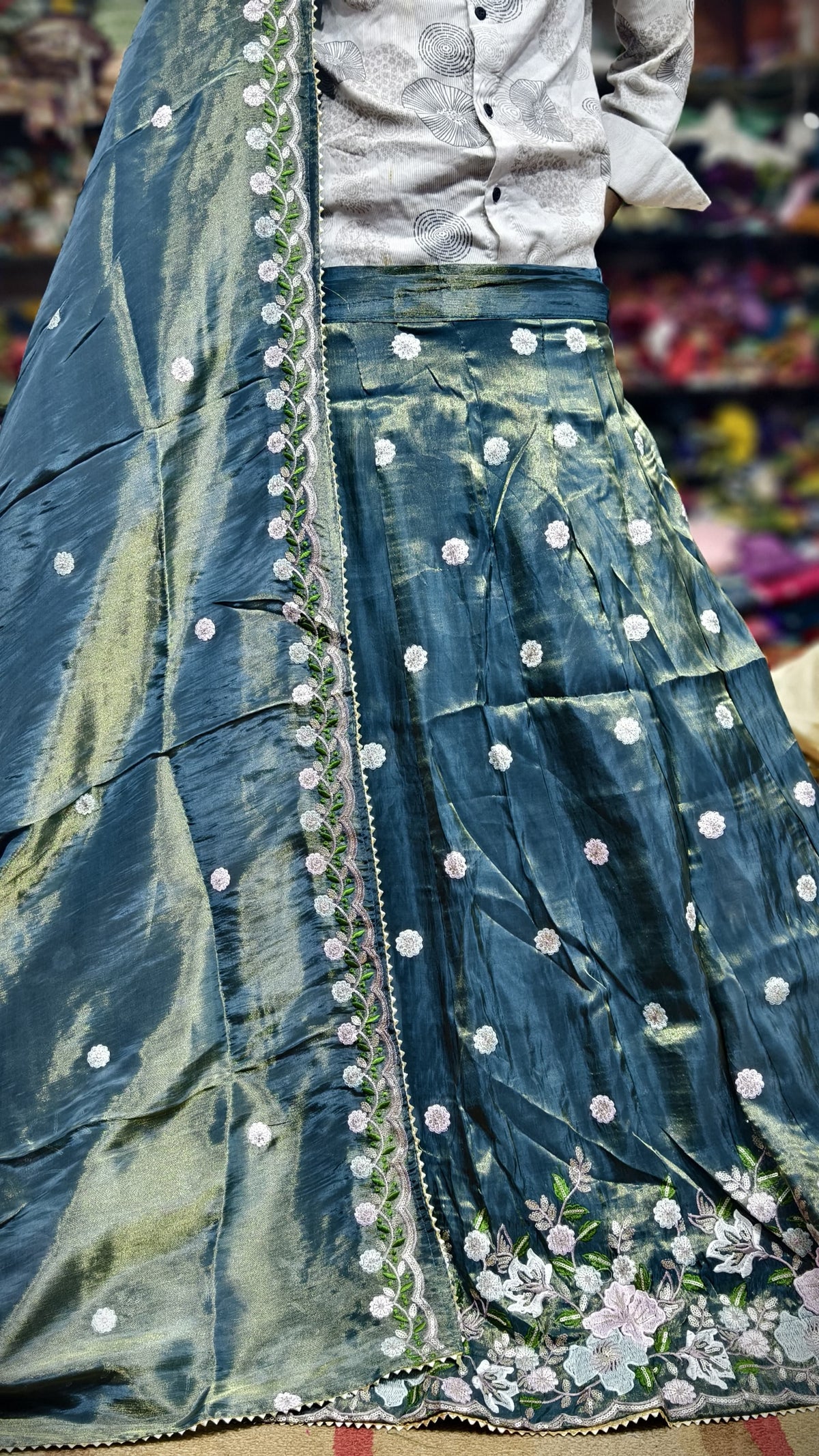 Pure Viscos Tissue Chaniya Choli with Multi Sequence Work