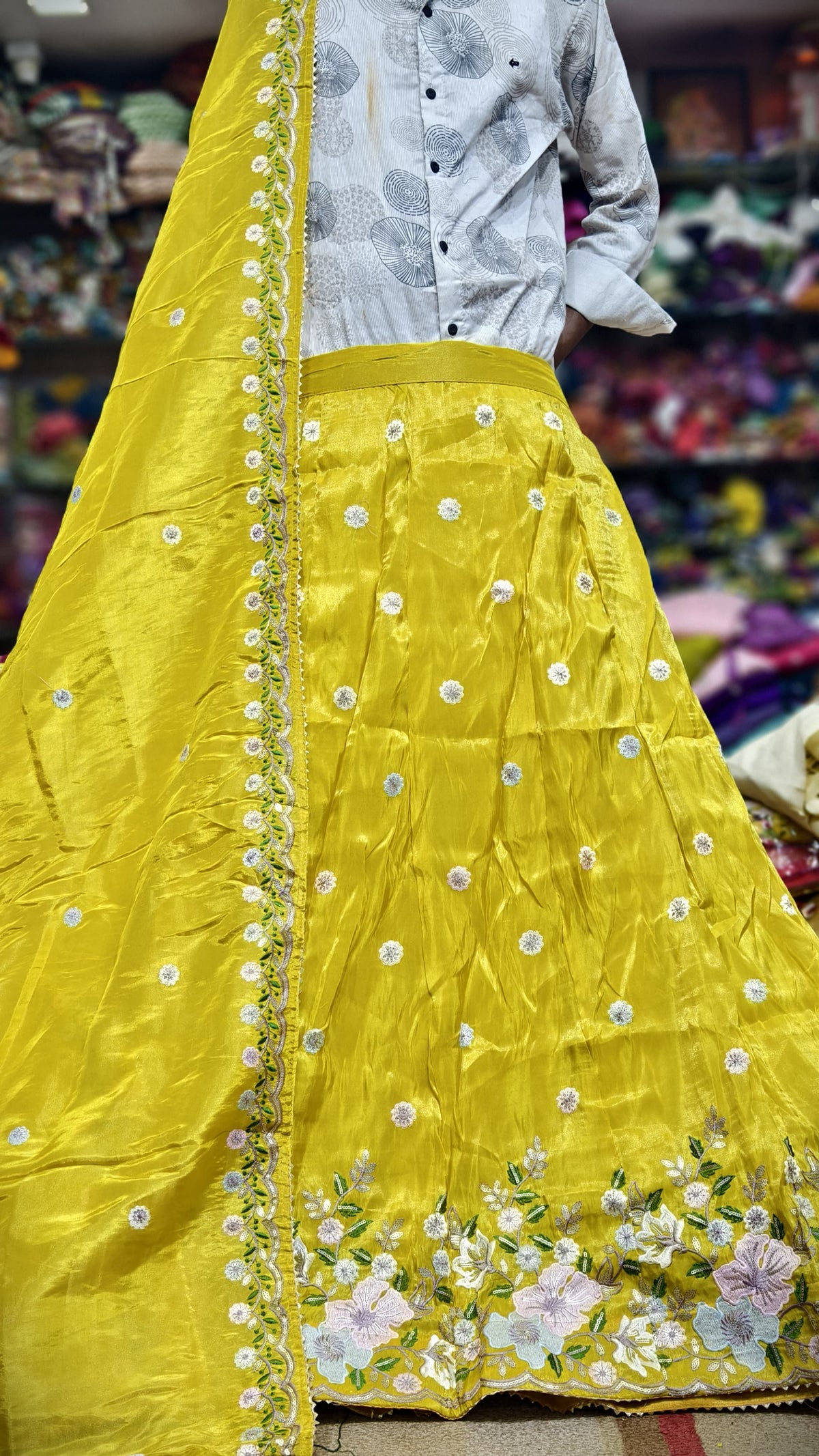 Pure Viscos Tissue Chaniya Choli with Multi Sequence Work