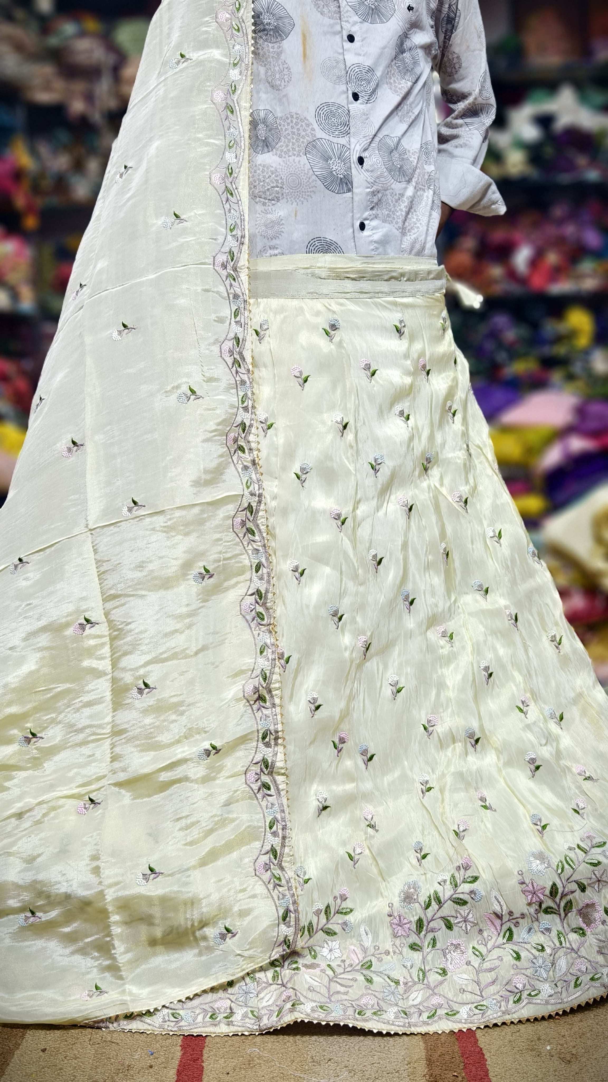 Pure Viscos Tissue Chaniya Choli with Multi Sequence Work