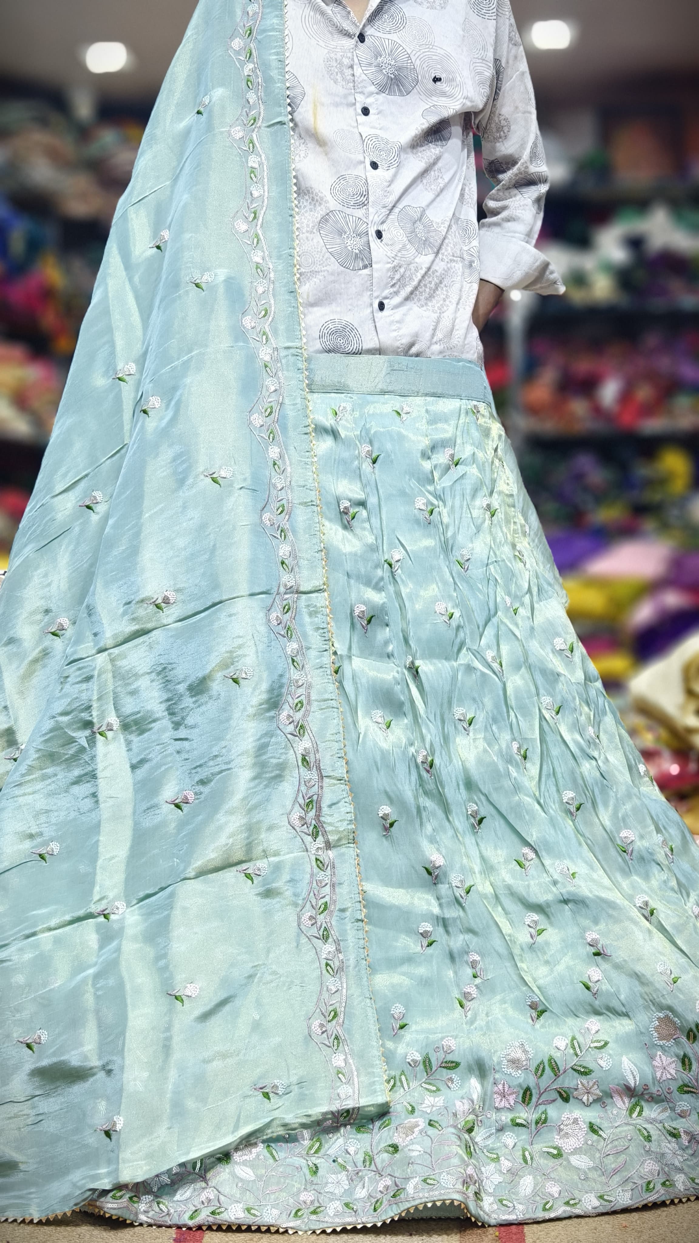 Pure Viscos Tissue Chaniya Choli with Multi Sequence Work