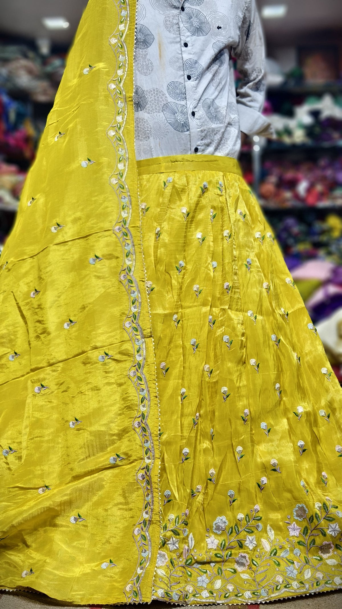 Pure Viscos Tissue Chaniya Choli with Multi Sequence Work
