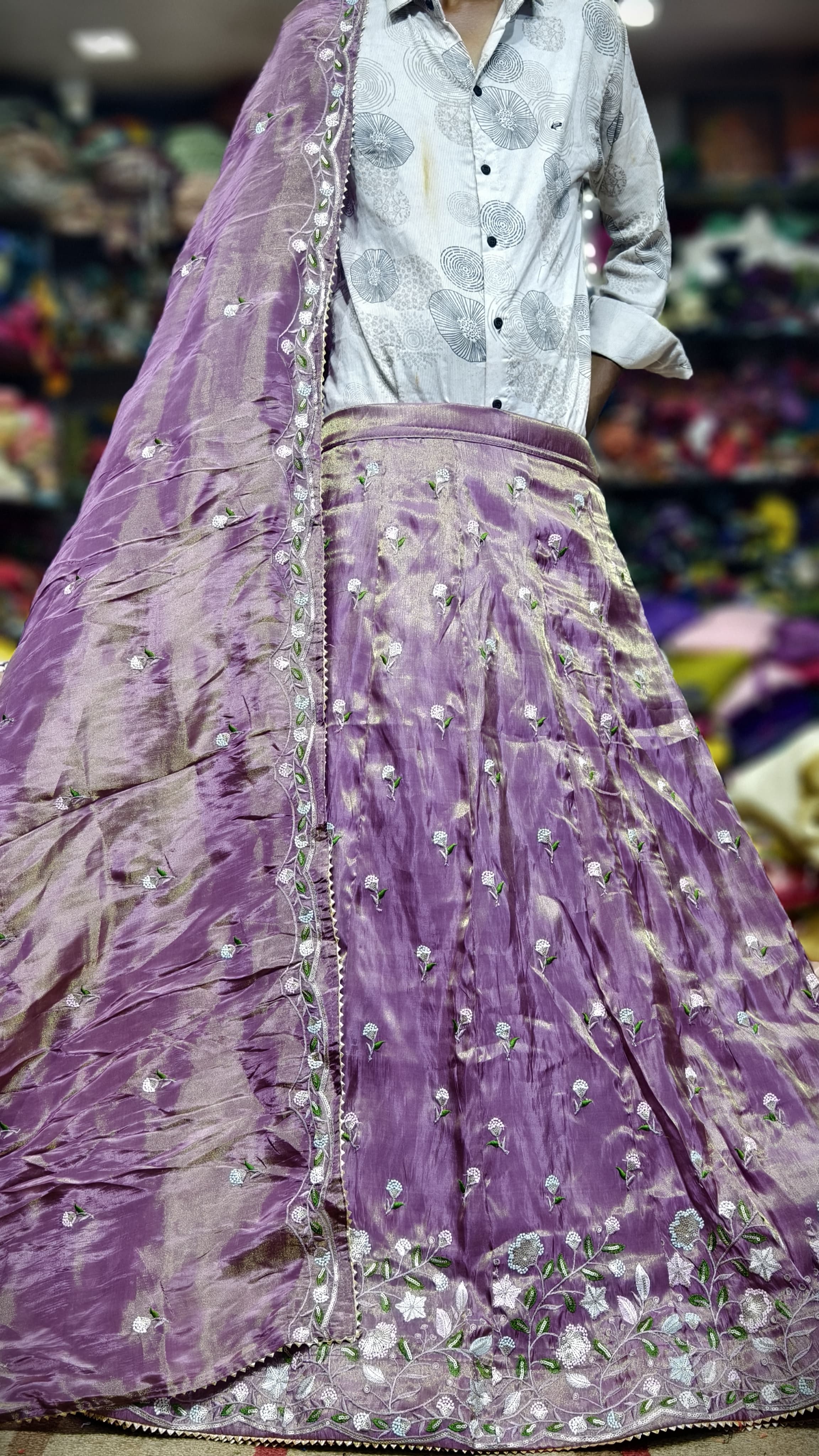 Pure Viscos Tissue Chaniya Choli with Multi Sequence Work