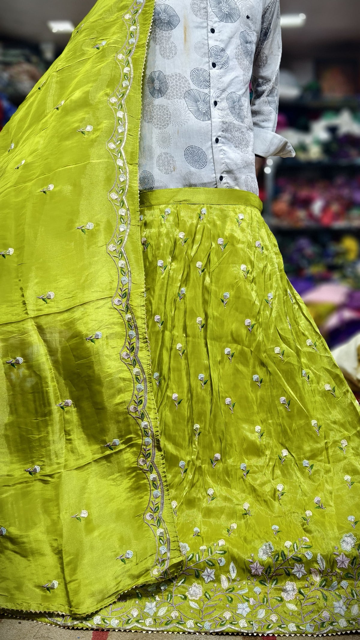 Pure Viscos Tissue Chaniya Choli with Multi Sequence Work