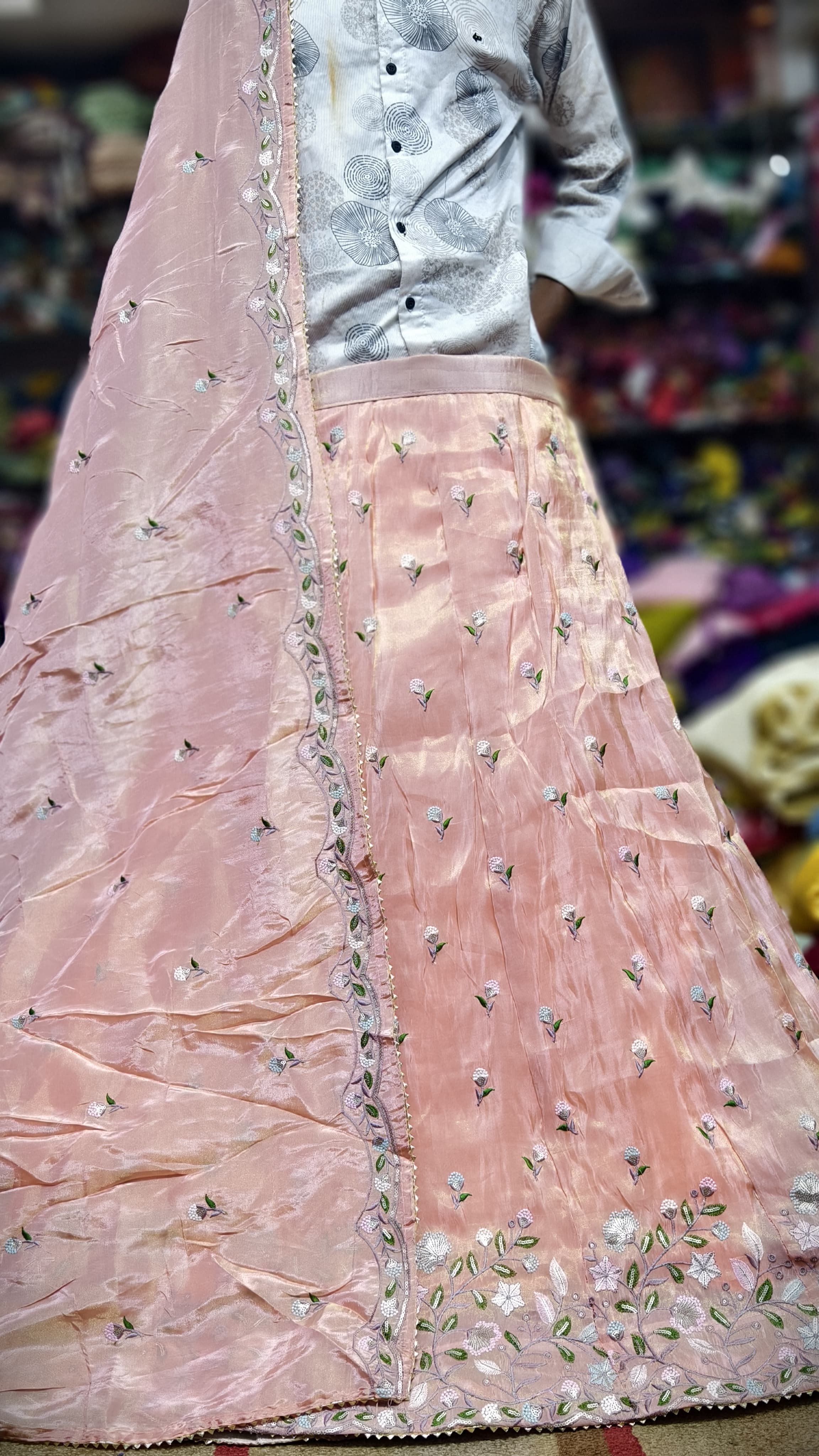 Pure Viscos Tissue Chaniya Choli with Multi Sequence Work
