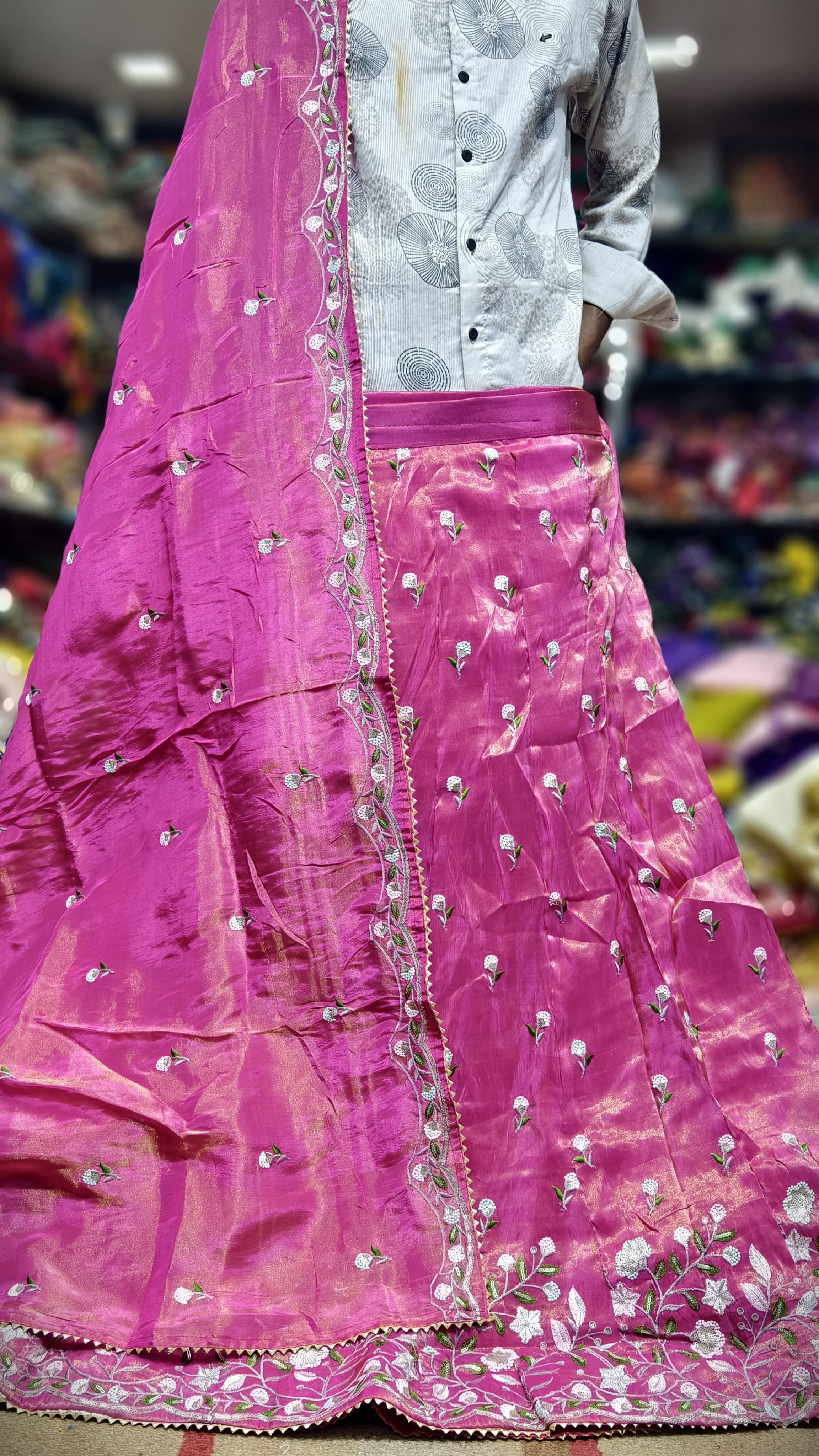 Pure Viscos Tissue Chaniya Choli with Multi Sequence Work