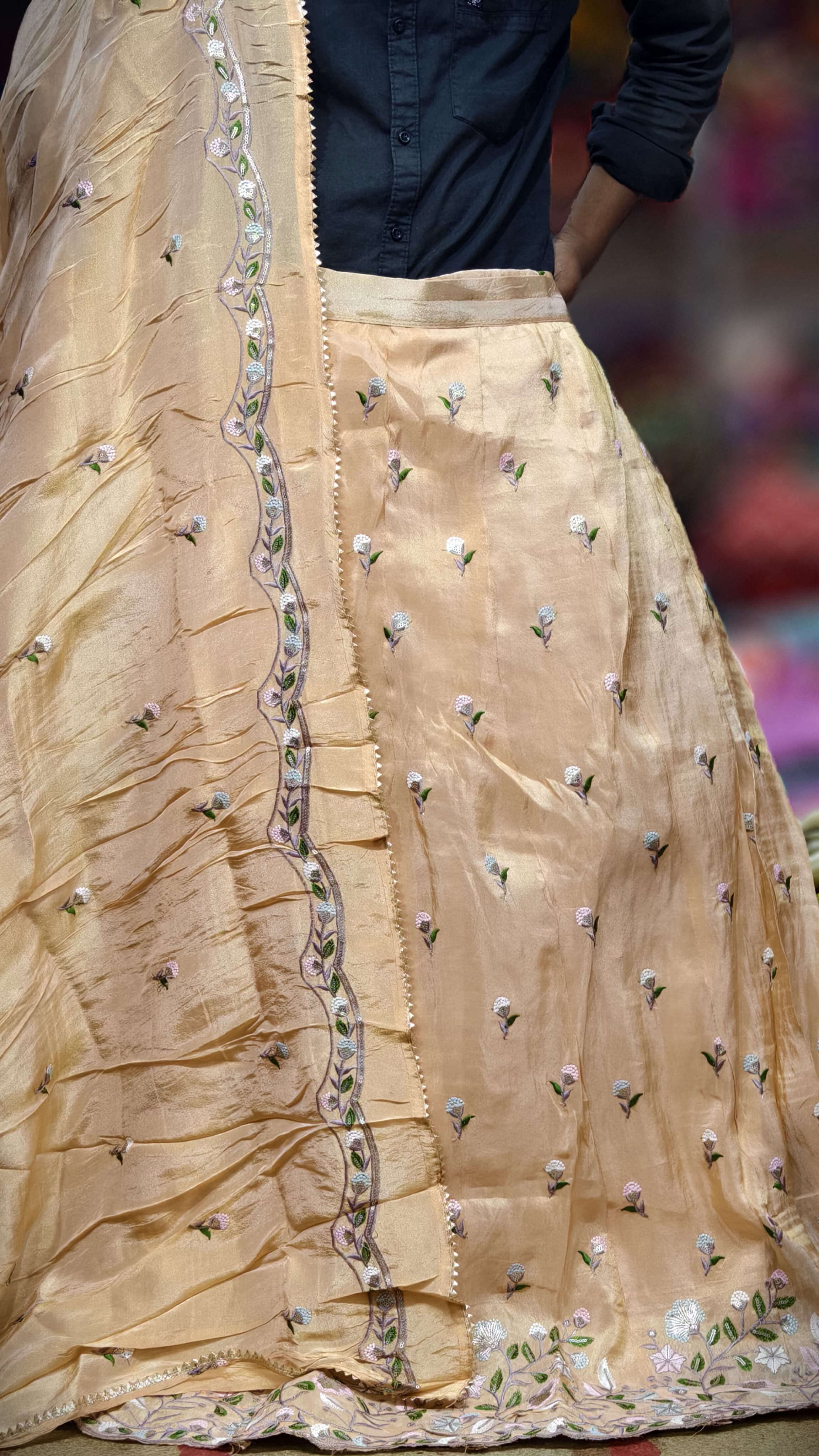 Pure Viscose Tissue Chaniya Choli with Multi-Sequence Work