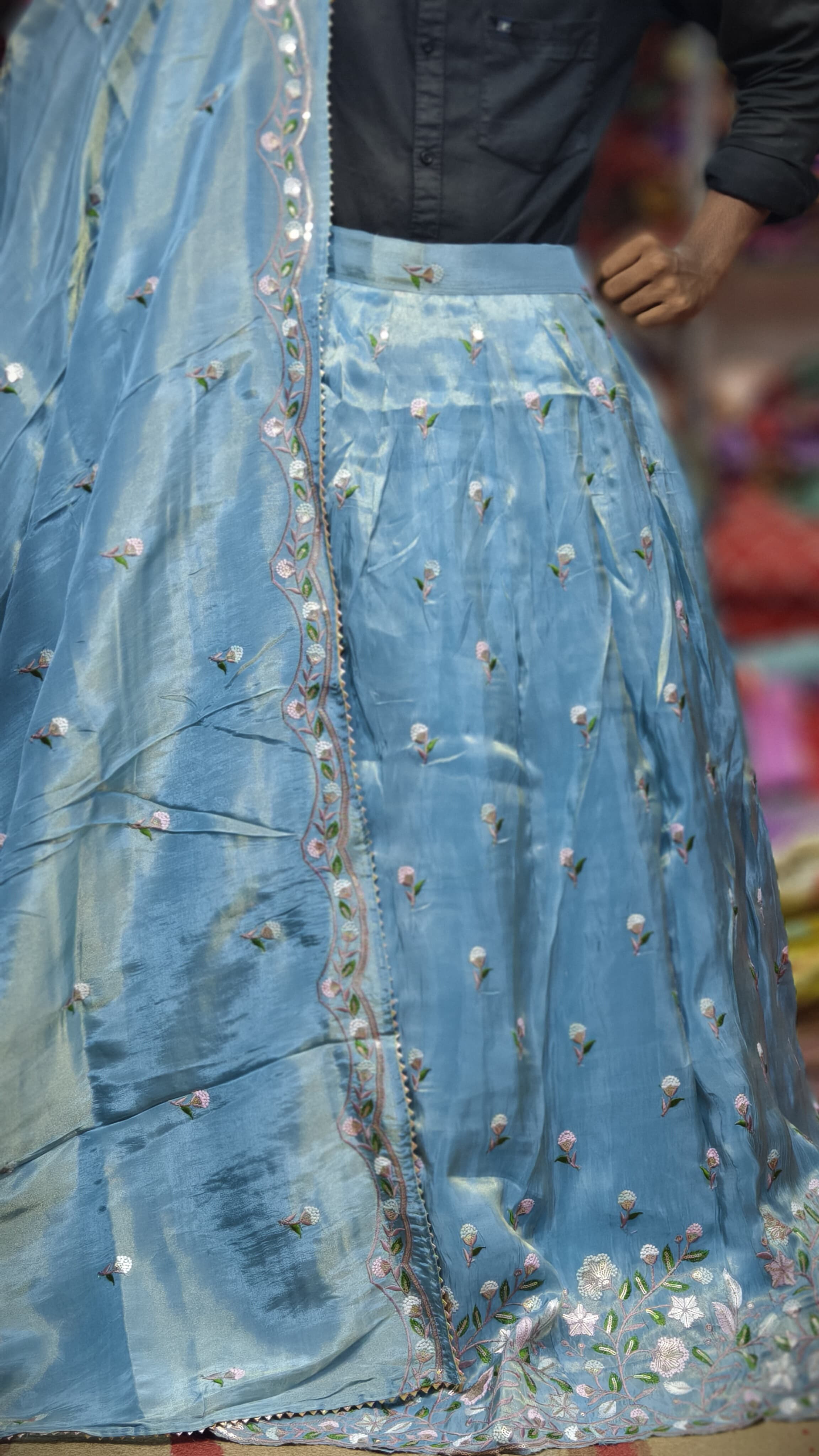 Pure Viscose Tissue Chaniya Choli with Multi-Sequence Work