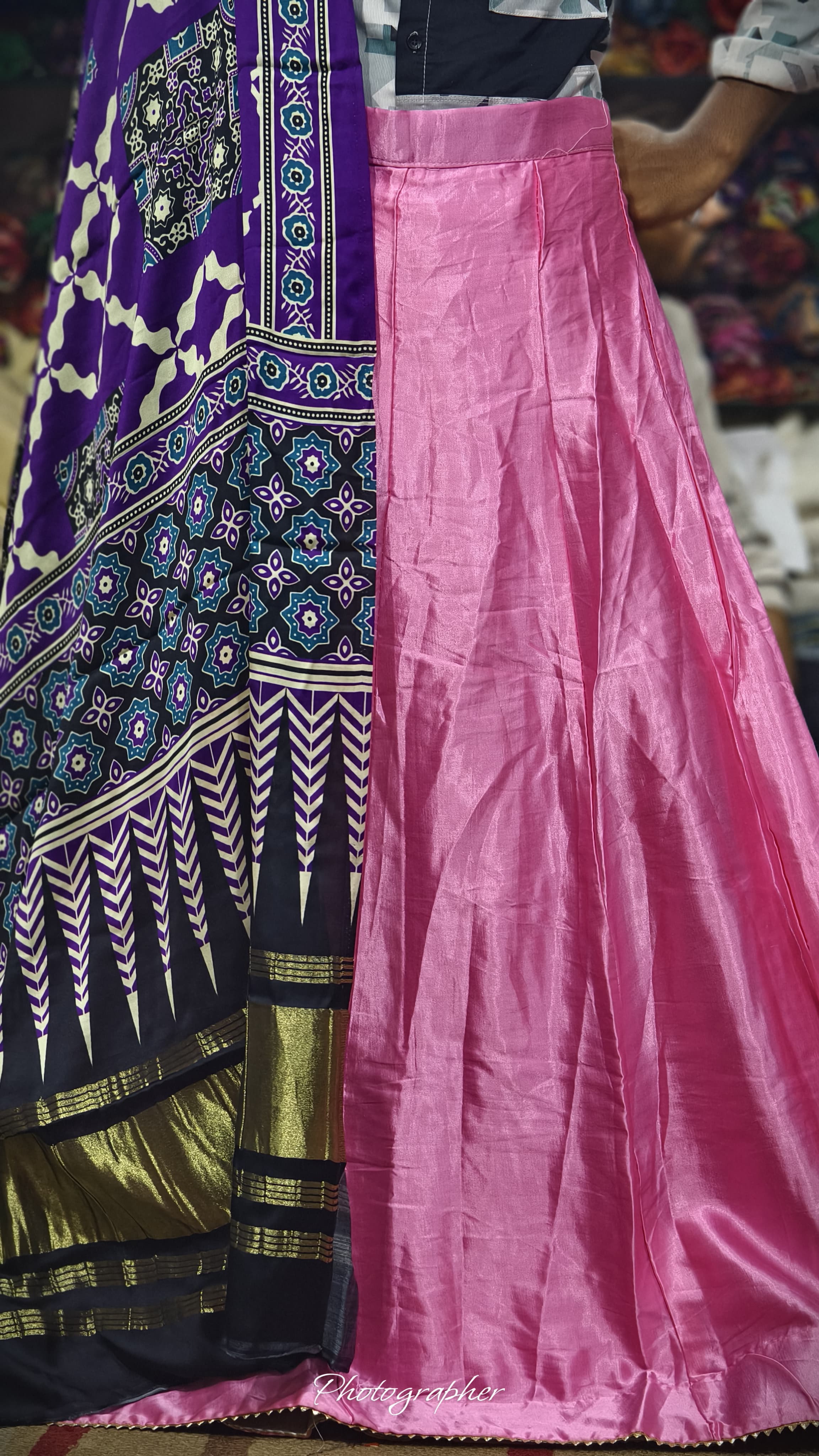 Pure Mashru Gaji Silk Plain Ghagraa With Pure Modal Gaji Silk Digital Prints Dupatta With Lagdi Patta