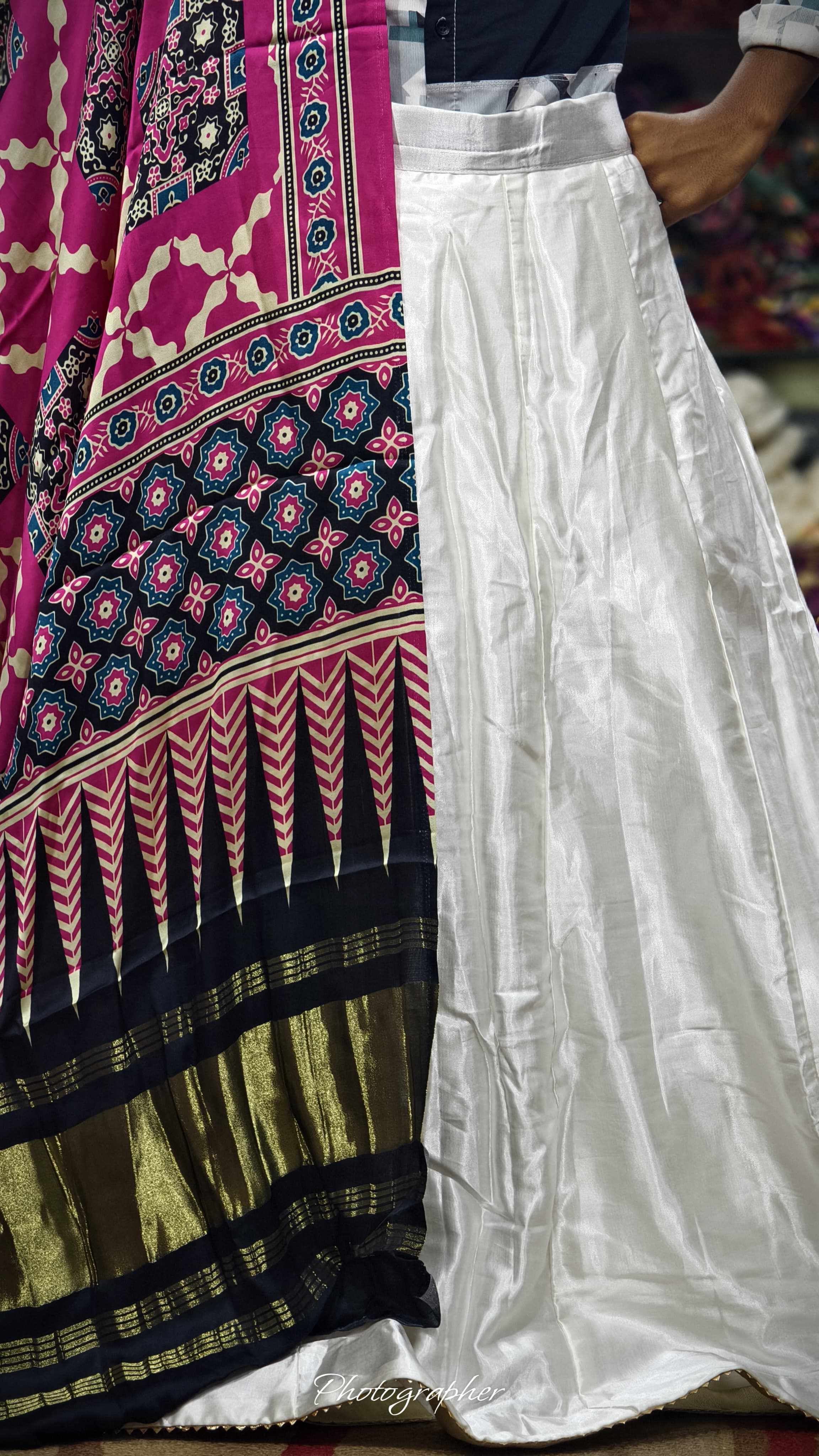 Pure Mashru Gaji Silk Plain Ghagraa With Pure Modal Gaji Silk Digital Prints Dupatta With Lagdi Patta