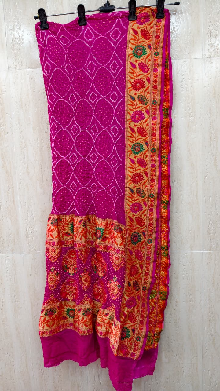Tilfi Bandhej Original Dupatta in Pure Georgette with Minakari Work