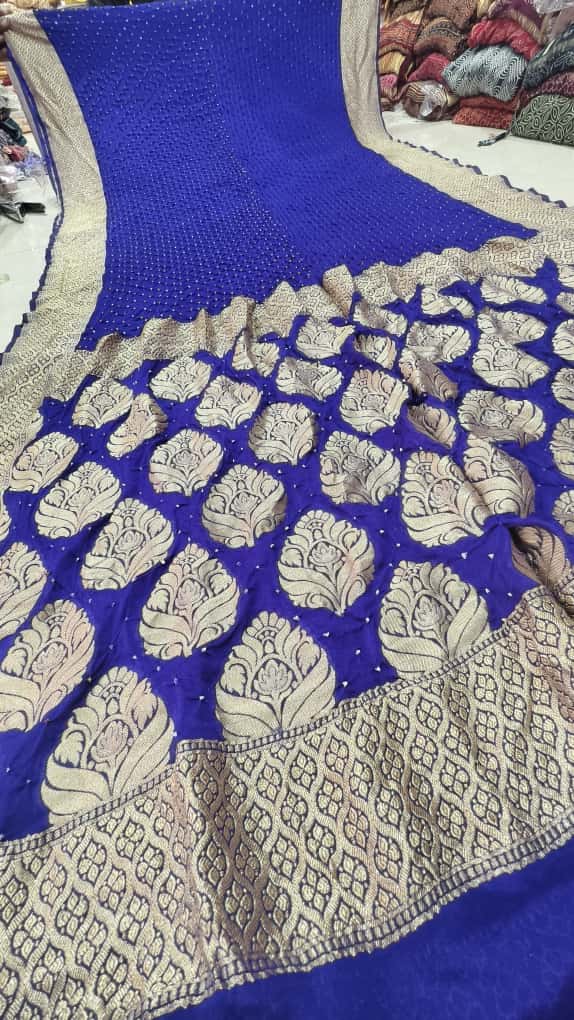 Upada Khaddi Georgette Butti Bandhej Saree