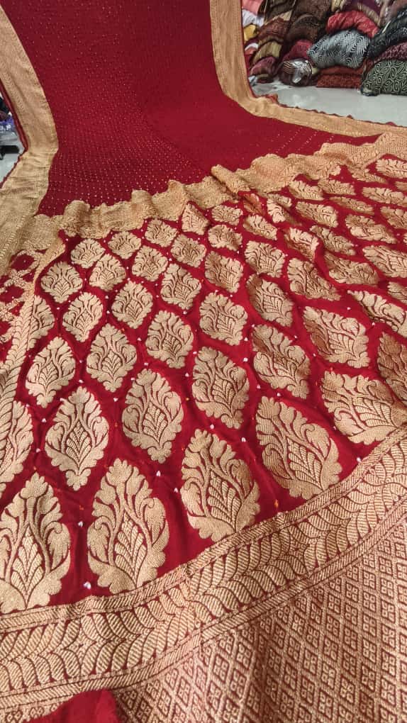 Upada Khaddi Georgette Butti Bandhej Saree