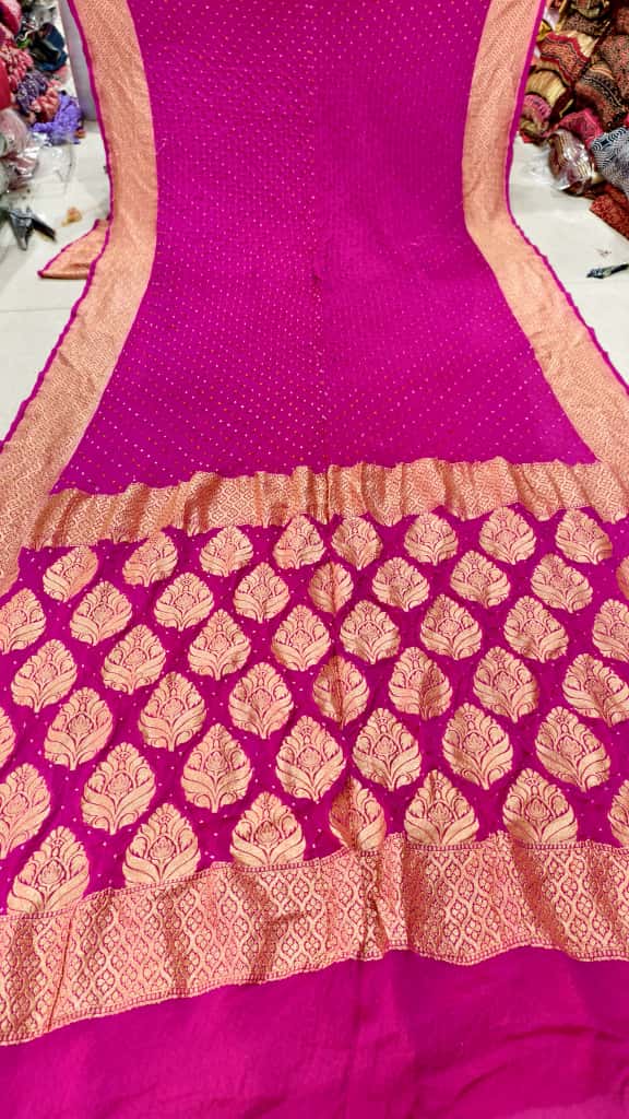 Upada Khaddi Georgette Butti Bandhej Saree